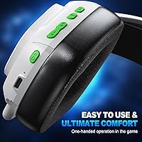 Vista 5 de 2.4GHz Wireless Gaming Headset for PS5/4, PC, Low-Latency Bluetooth Gaming Headphones with Stereo Sound, Noise Canceling Mic, Phantom White Fantasma