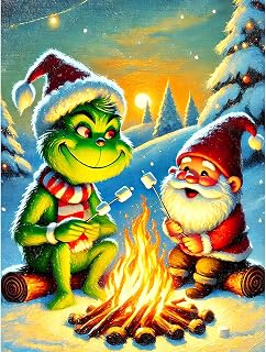 YOMEIA 5D Christmas Decorations Gnome Diamond Painting Kits for Adults&Beginner Full Drill Diamond Art Paint with Round Diamonds DIY Gem Painting Kit for Home Wall Decor