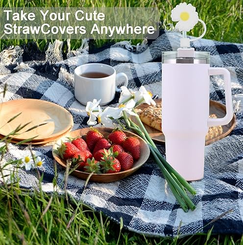 Miniatura 10 de Stanley - Funda para pajilla, tapa de paja para copa Stanley, paquete de 4 tapas de pajita, cubierta de paja Stanley de flores, protectores de paja