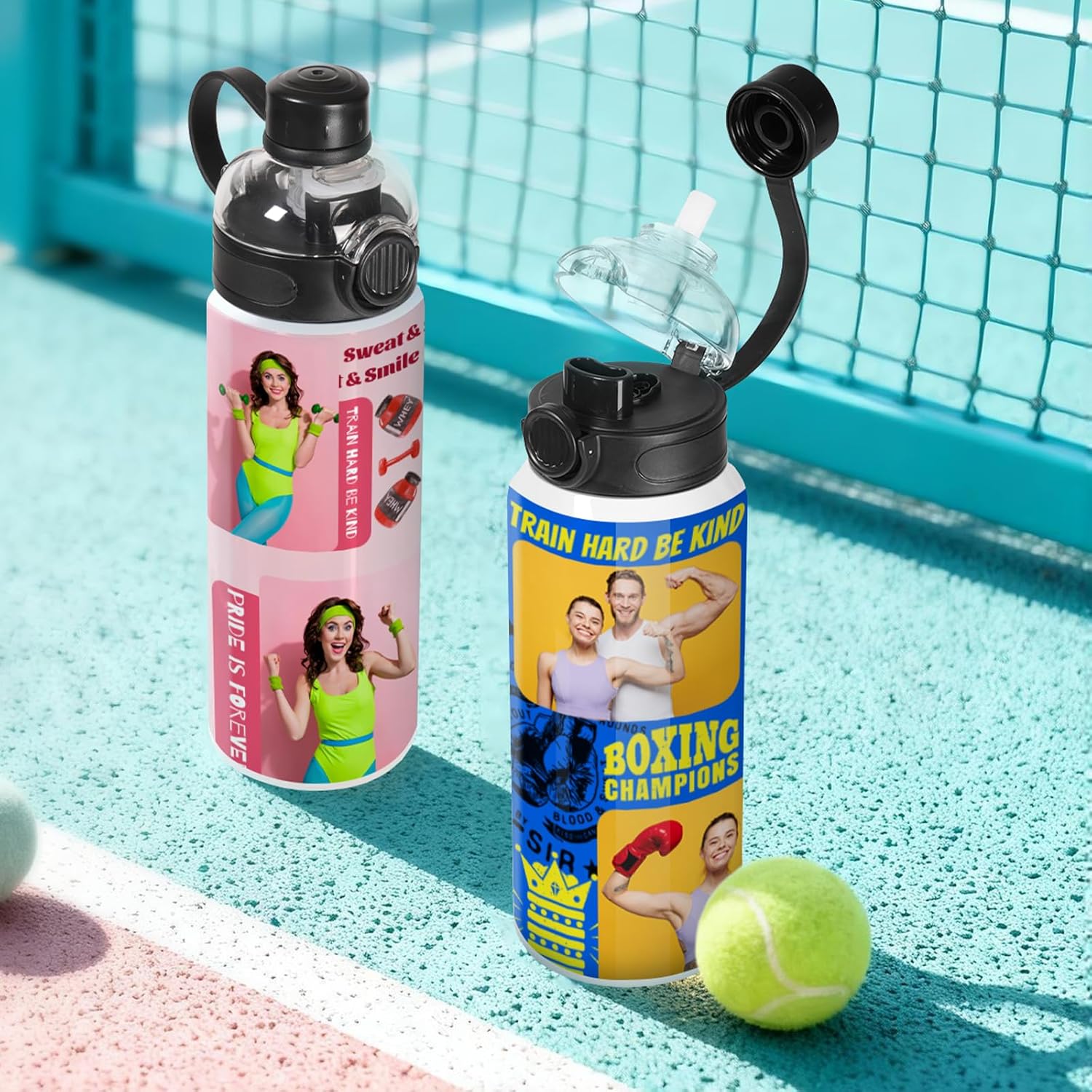 PYD Life 4 Pack Sublimation Sports Insulated Water Bottle Blanks 32 OZ / 900 ML Vacuum Flask Jug Tumblers with Straw Spout Pop Lid and Silicone Handle for Gym,Hiking,Outdoors - Image 6