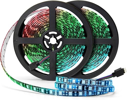 Vista 10 de SUPERNIGHT Tiras de luces LED, 16.4 pies 5M SMD 5050 impermeables 300LEDs RGB flexibles que cambian de color para dormitorio, retroiluminación