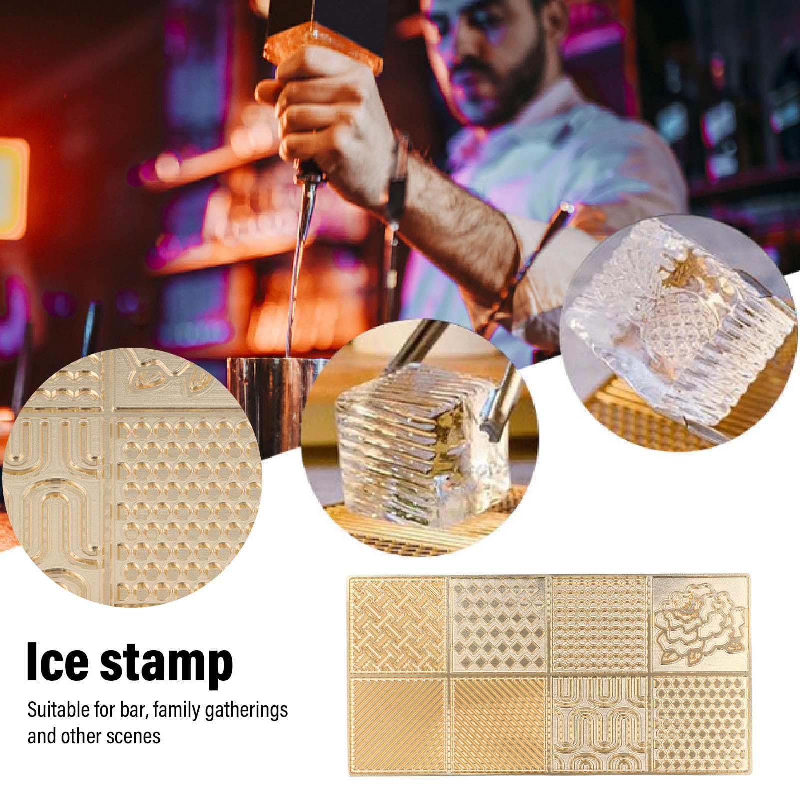 Brrnoo Bandeja de Cobre para Sellos de Cubitos de Hielo, Multiusos, Moderna, Fácil de Limpiar, para Bar, Fiesta, Cóctel (d02)