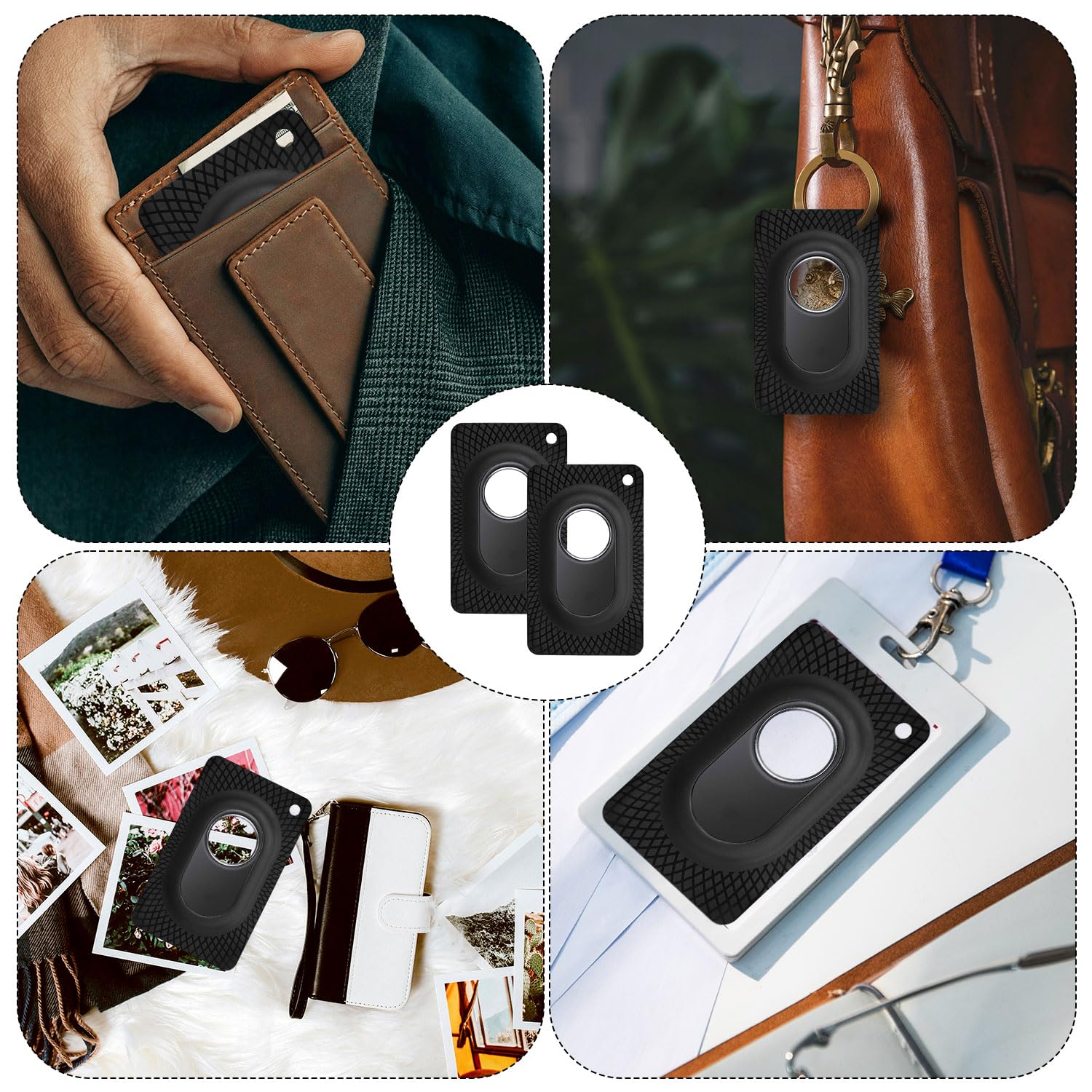 Slim Silicone Wallet Holders For Galaxy Smart Tag2 - 2 Pack, Black | Card Case Cover For Purse, Bag, Or Backpack - View #10
