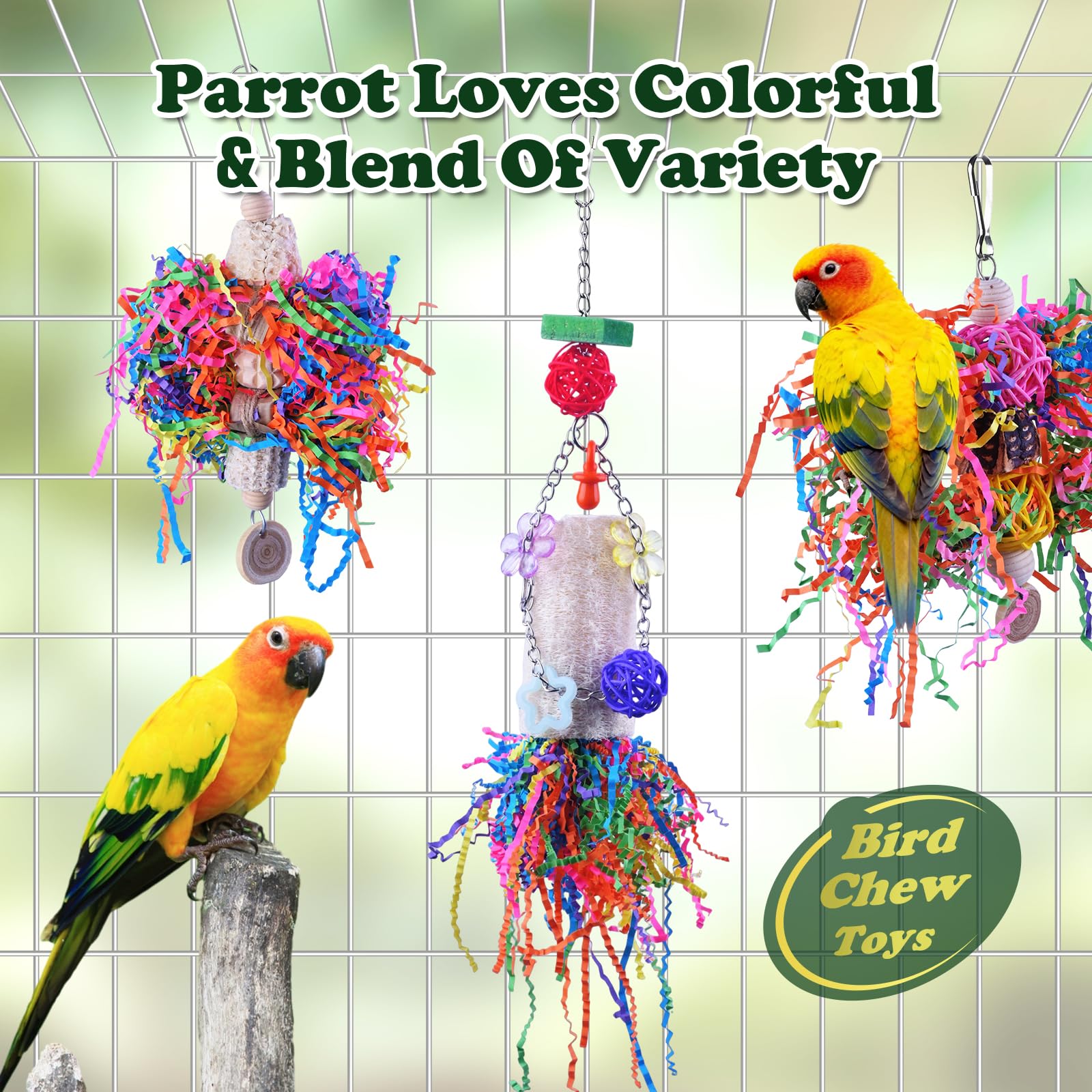 Bird Toys, Parakeet Foraging Toy, Hanging Chewing Toy, Bird Cage Accessories – Suitable for Cockatiels, Budgies, Lovebirds, Conures and Other Small Parrots - image 4
