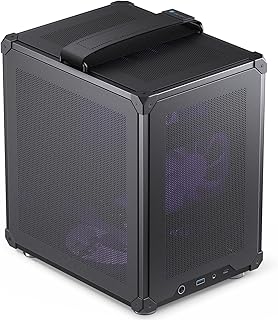 JONSBO C6 Handle Black Mini MATX Mesh Case,Simple Compact Desktop Micro ATX Chassis,Upper Cover/Side Panel Tool-Free Open pc case, ATX Power Bite (L185mm Max.),Support 75mm CPU Cooler,GPU200-255mm…