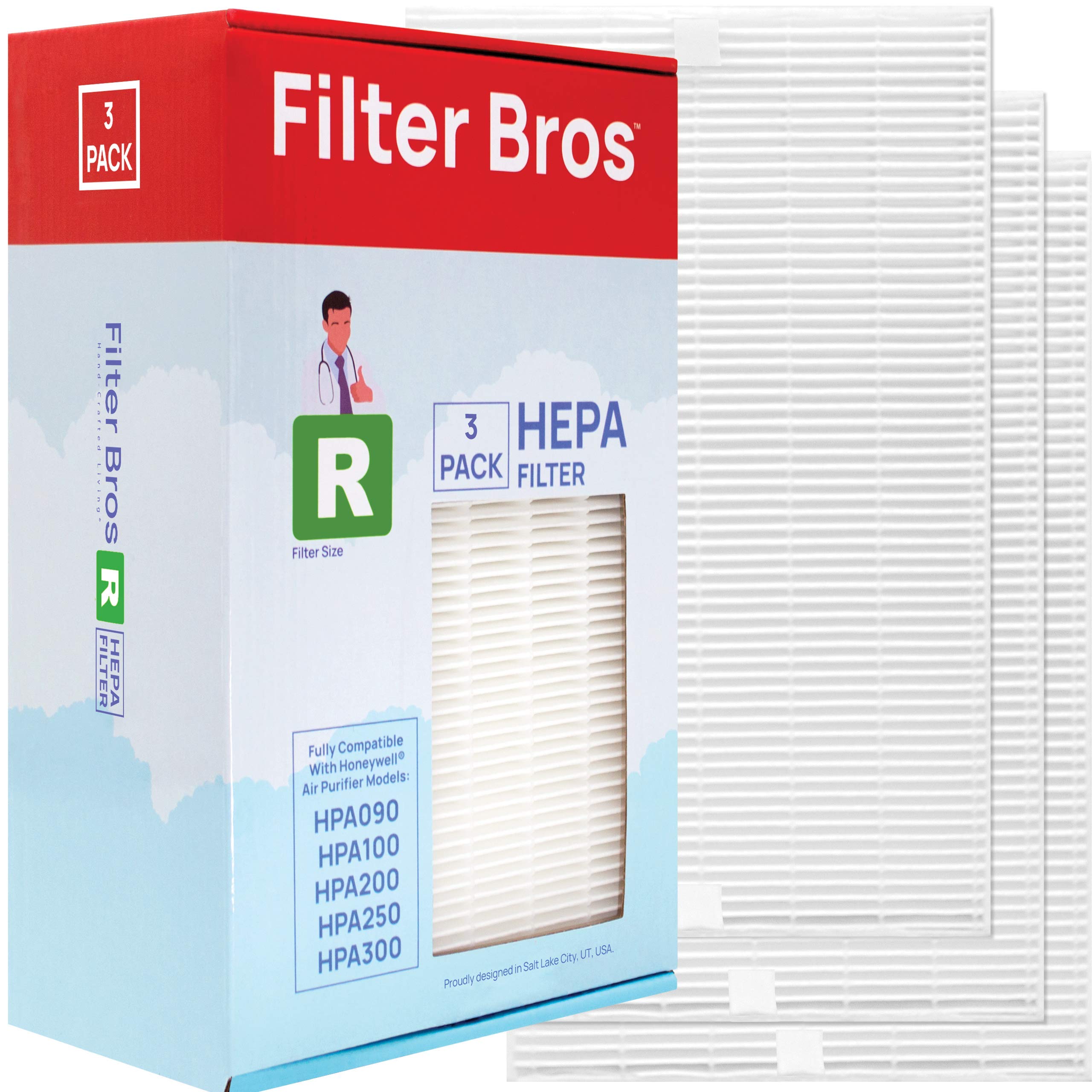 Filter Bros HRF-R3 HEPA Replacement Filter R 3 Pack Fits Honeywell HPA300 Series