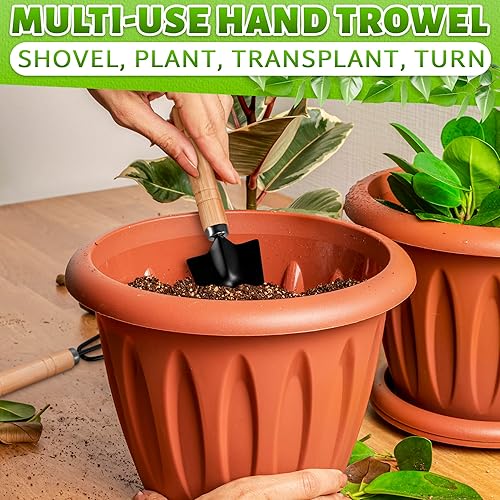 Miniatura 7 de Pequeñas herramientas de jardín  Juego de 3 herramientas de jardín pequeñas con paleta pequeña, mini pala y rastrillo de mano hecho de hierro