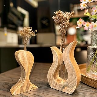 Sponsored You’re seeing this ad based on the product’s relevance to your search query.Learn more about this advertisement Wooden Vase Decorative Set of 2 Vases Small Table Decoration - Handmade Vases Decoration Made of Solid Mango Wood - Small Vase for Dried Flowers & a Stylish Table Decoration, Small Vases for Table
