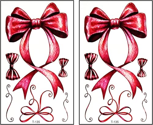 Mini tatuajes, 2 hojas de cinta de lazo rosa, tatuajes de dibujos animados, impermeables, temporales, bonitas, tatuajes, moda, fantasía, diversión,