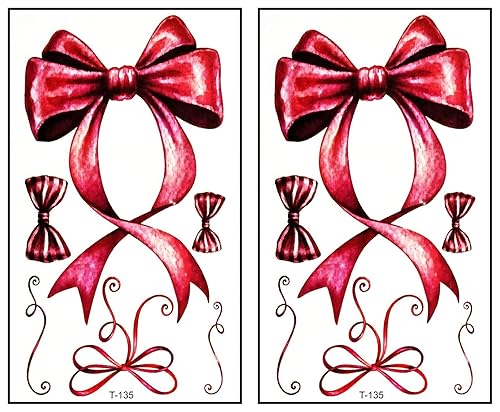 Mini tatuajes, 2 hojas de cinta de lazo rosa, tatuajes de dibujos animados, impermeables, temporales, bonitas, tatuajes, moda, fantasía, diversión,