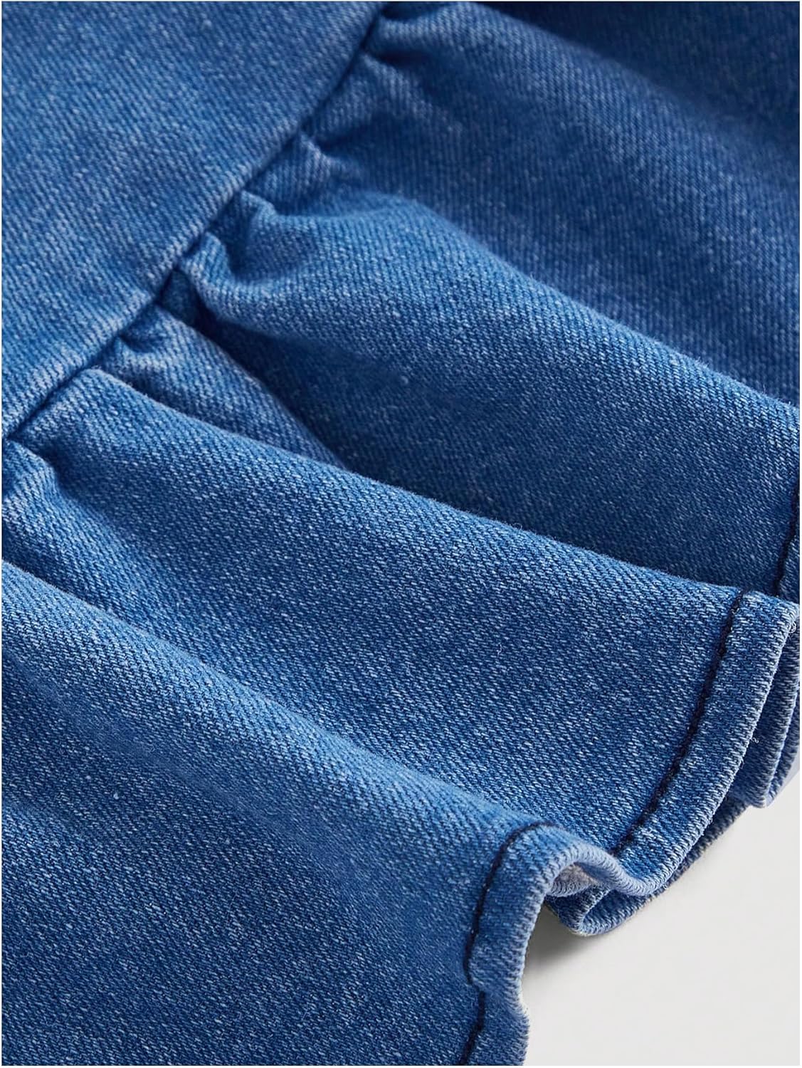 WDIRARA Women's Runched Tie Front Mini Denim Dress Ruffle Sleeveless Bodycon Cami Dresses - Image 4