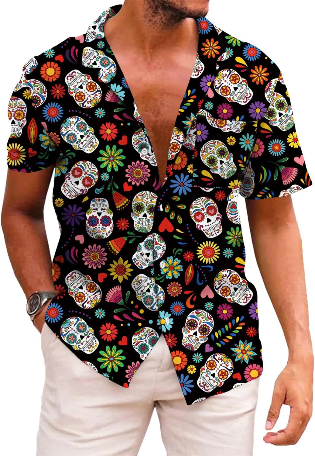 KYKUmens Skull Shirts Button Down Shirt (pack of 1)
