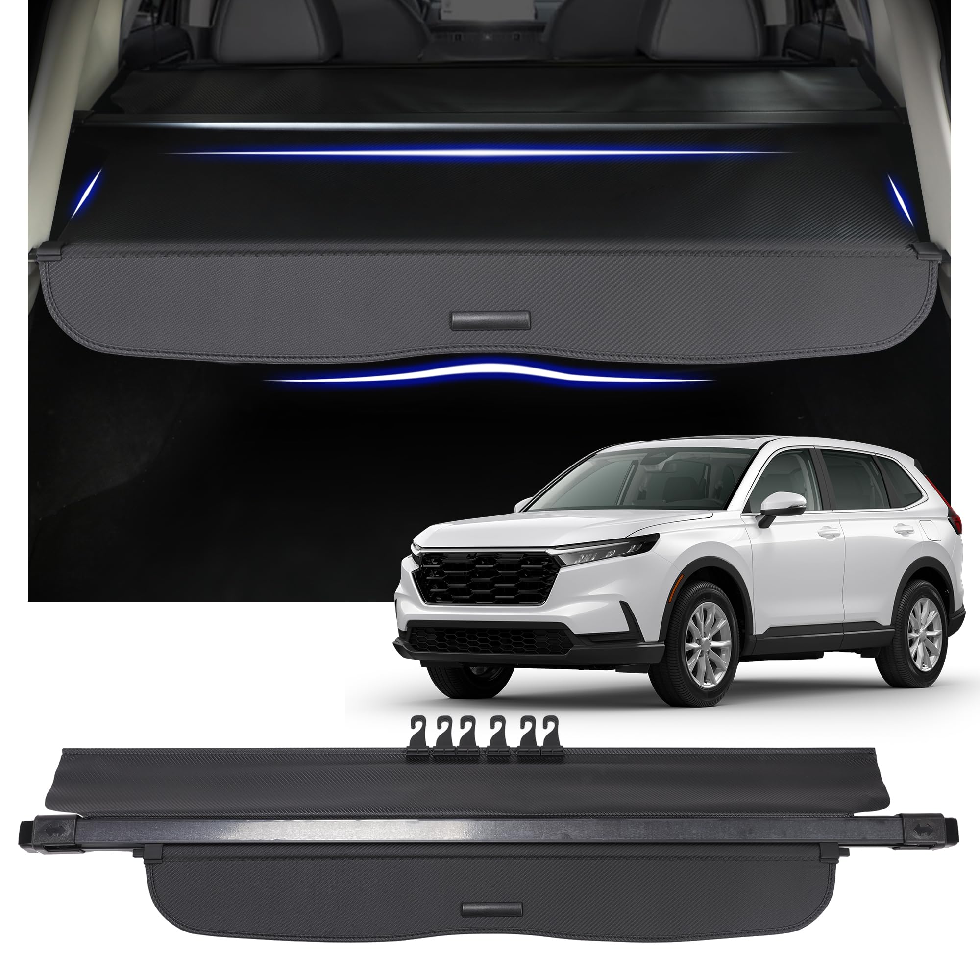 Cargo Cover Fit for Honda CR-V CRV 2023 2024 2025 (NOT for Sport Touring Hybrid EX - EXL LX XLE) Accessories,Retractable Rear Trunk Cover Luggage Security Shield Shade Cover