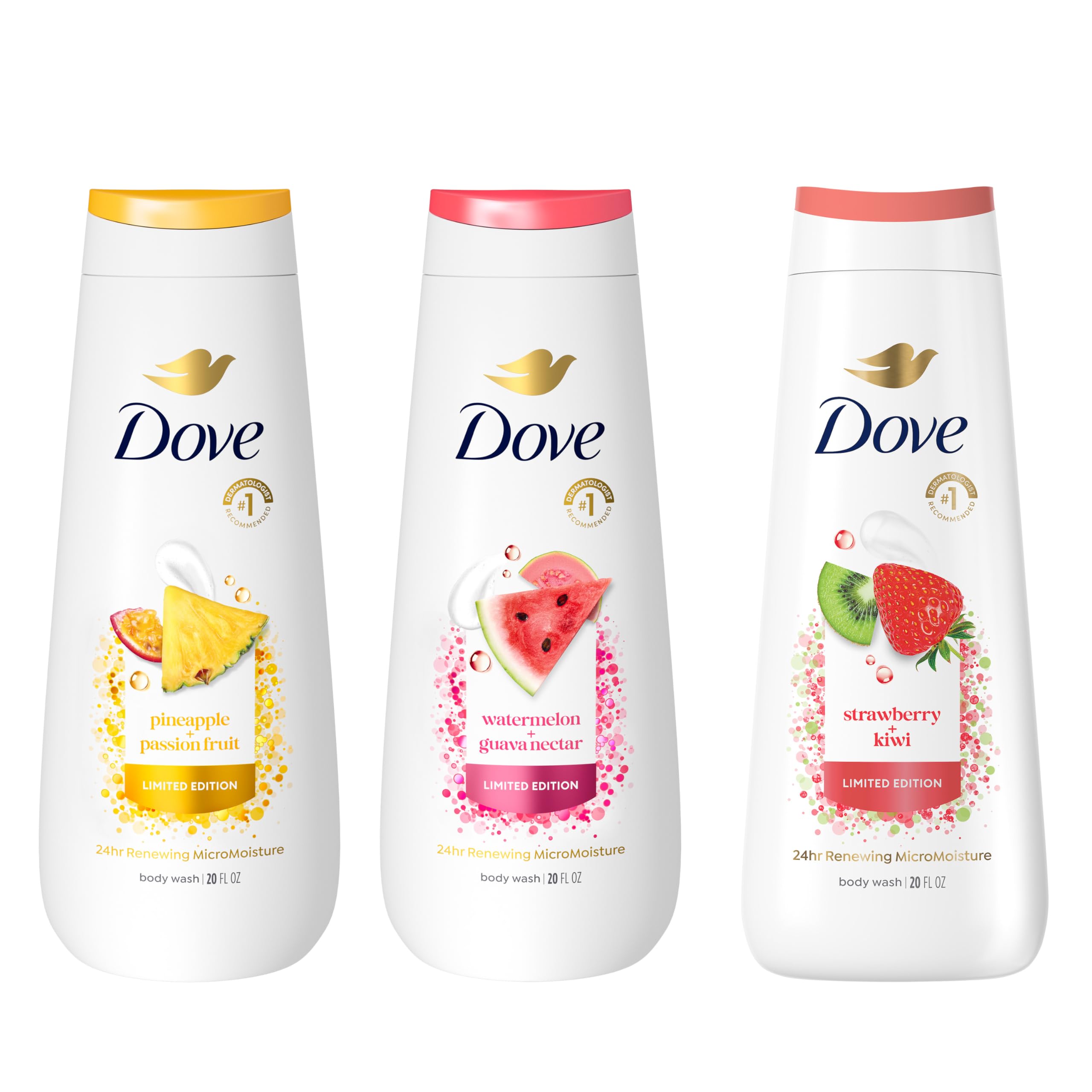 Photo 1 of Dove Limited Edition Body Wash for women 3 count Mixed Summer Variety Pack for Hydrated & Soft Skin 20 fl oz
