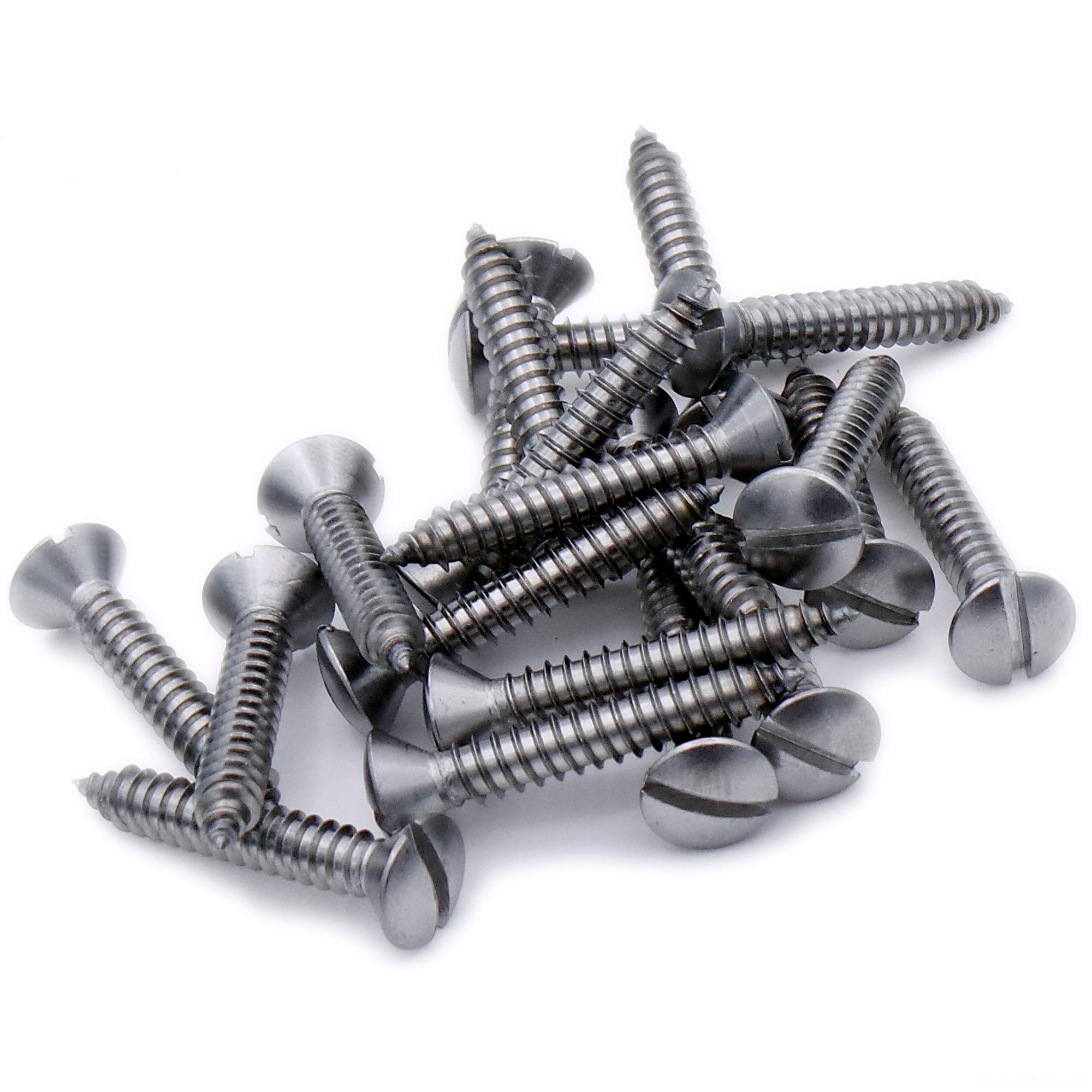 Singularity Supplies No.14 X 1.25 (6.3Mm X 32Mm) Slot Raised Countersunk Self-Tapping Screw - Stainless Steel (A2) (Pack Of 20)