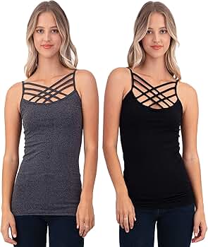 Melody Women Sexy Front Criss Cross Straps Camisole Tank Top