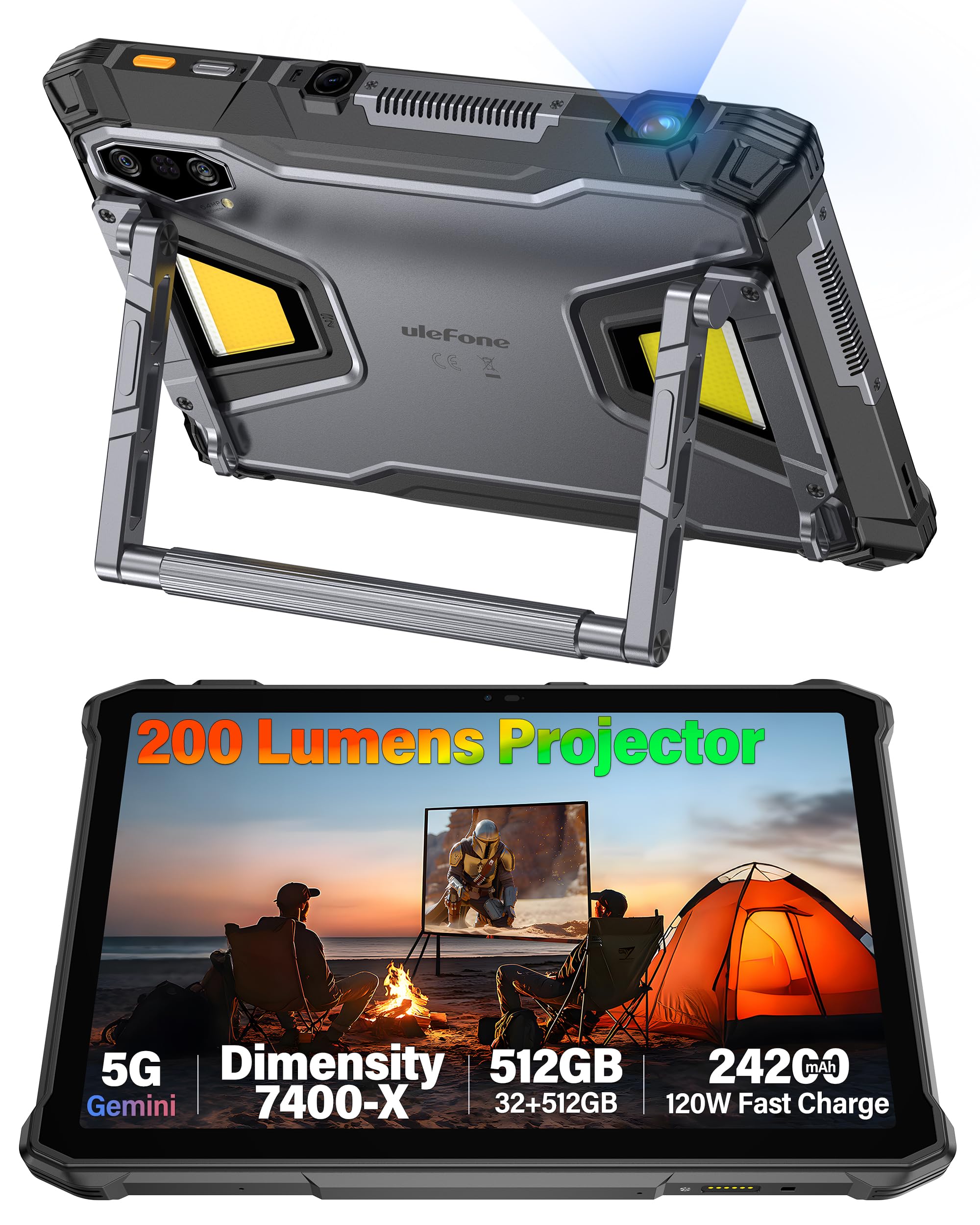 Ulefone Armor Pad 5 Ultra 5G KI-Outdoor Tablet mit Projektoren, 11