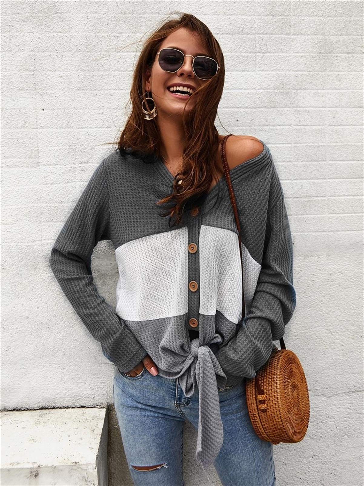 Cardigan coupé-cousu à ourlet boutonné
