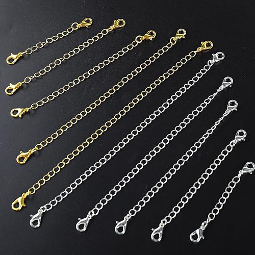 Miniatura 3 de 30 extensores de cadena de oro rosa para collares, extensores de collar para mujeres y niñas, extensores de cadena de acero inoxidable para