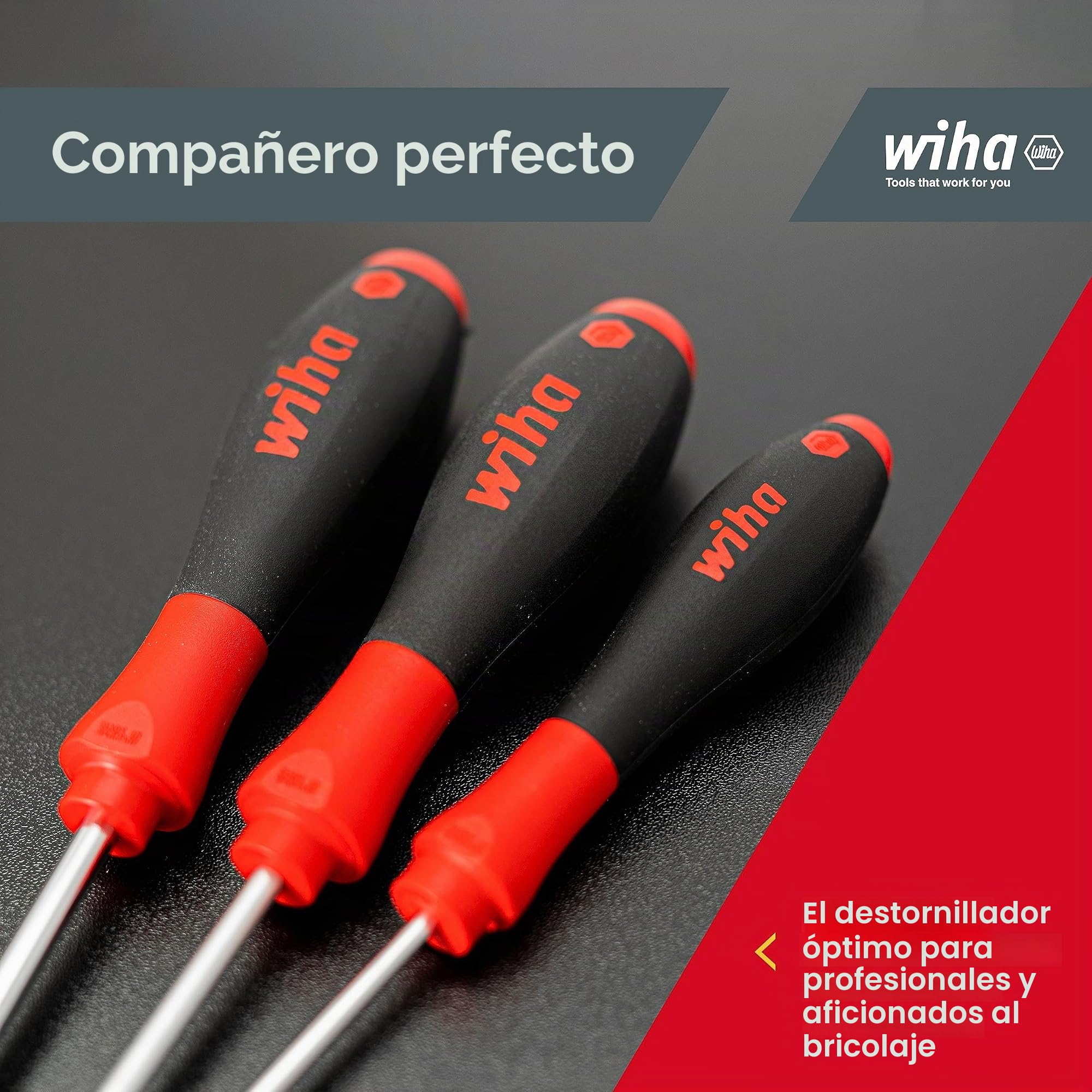 Wiha Juego de destornilladores SoftFinish® con llave de vaso hexagonal, de 5 unid. (01034)