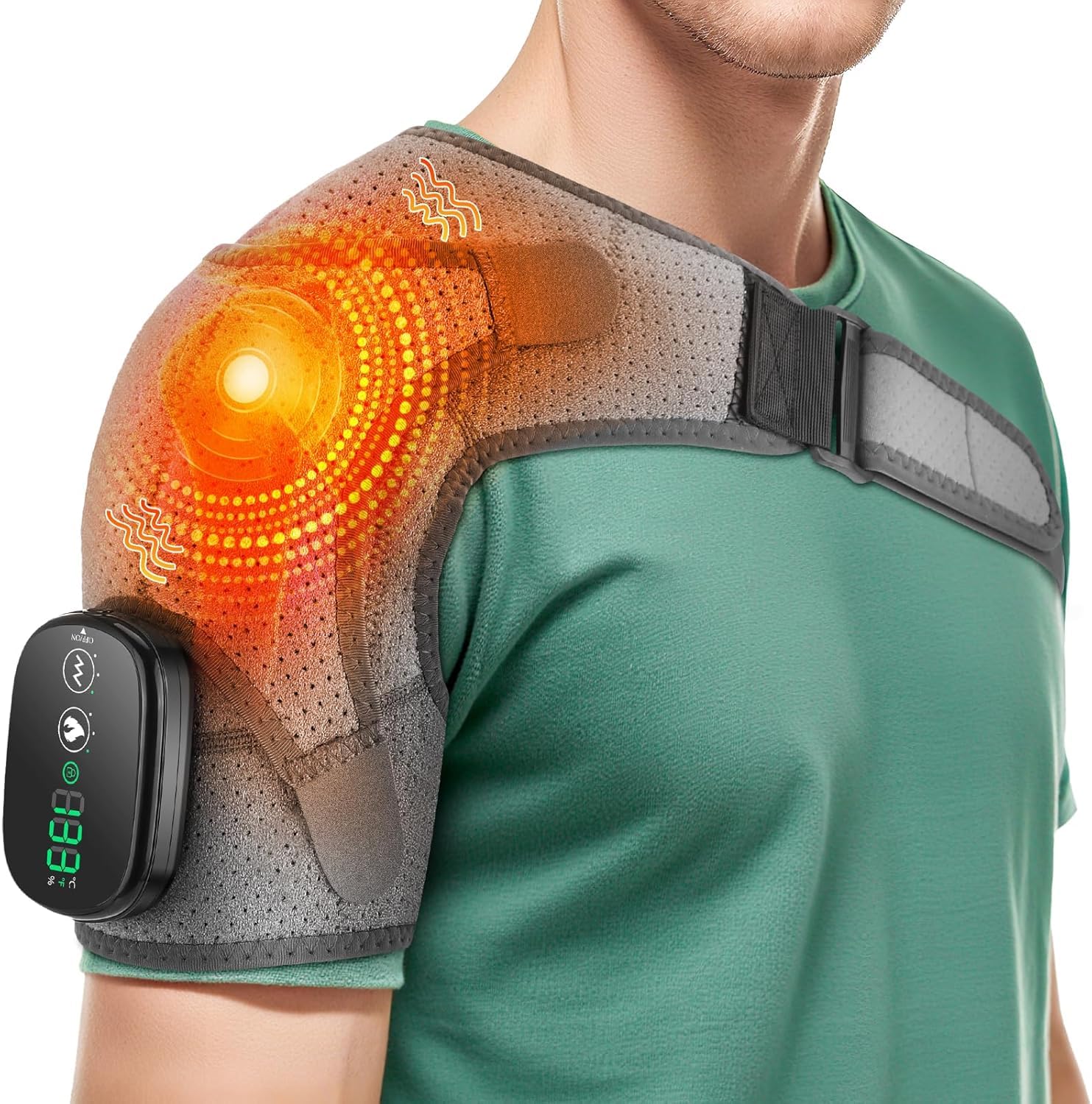 Cordless Shoulder Heating Pad Shoulder Massager for Pain Relief Deep Tissue Heated Shoulder Wrap with Massage Heated Shoulder