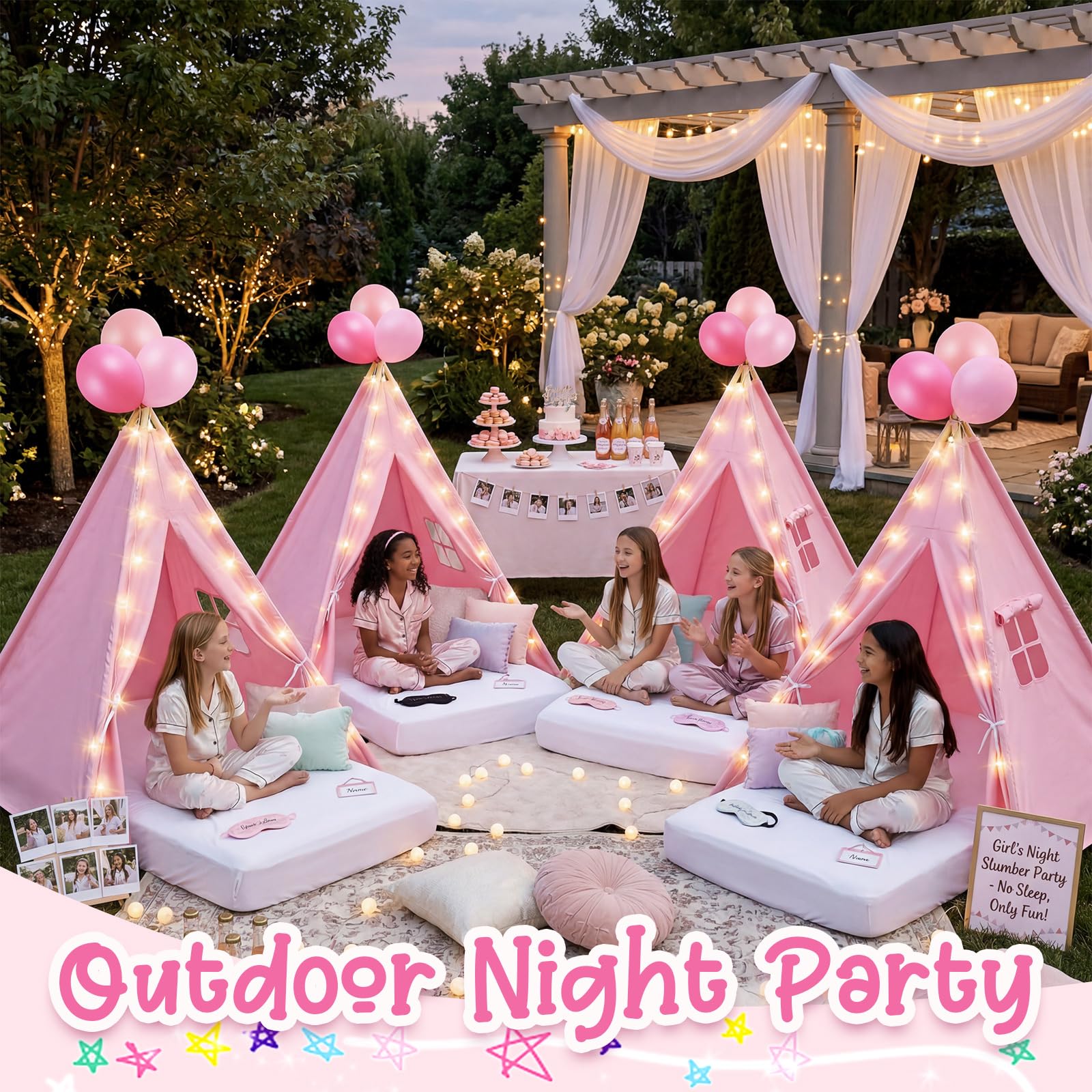 Lemosa 6 Pack Kids Teepee Tent for Slumber Party Favor, Light Pink : Toys & Games