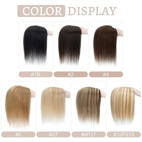Miniatura 7 de Hair Toppers para mujer, cabello humano real, sin flequillo, 10 pulgadas, marrón claro