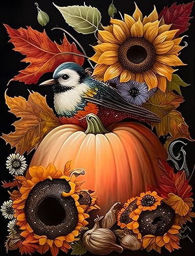 Miniatura 1 de Kit de pintura de diamantes de calabaza para adultos, kit de arte de diamantes de otoño, perfecto para principiantes, regalos de pintura de puntos