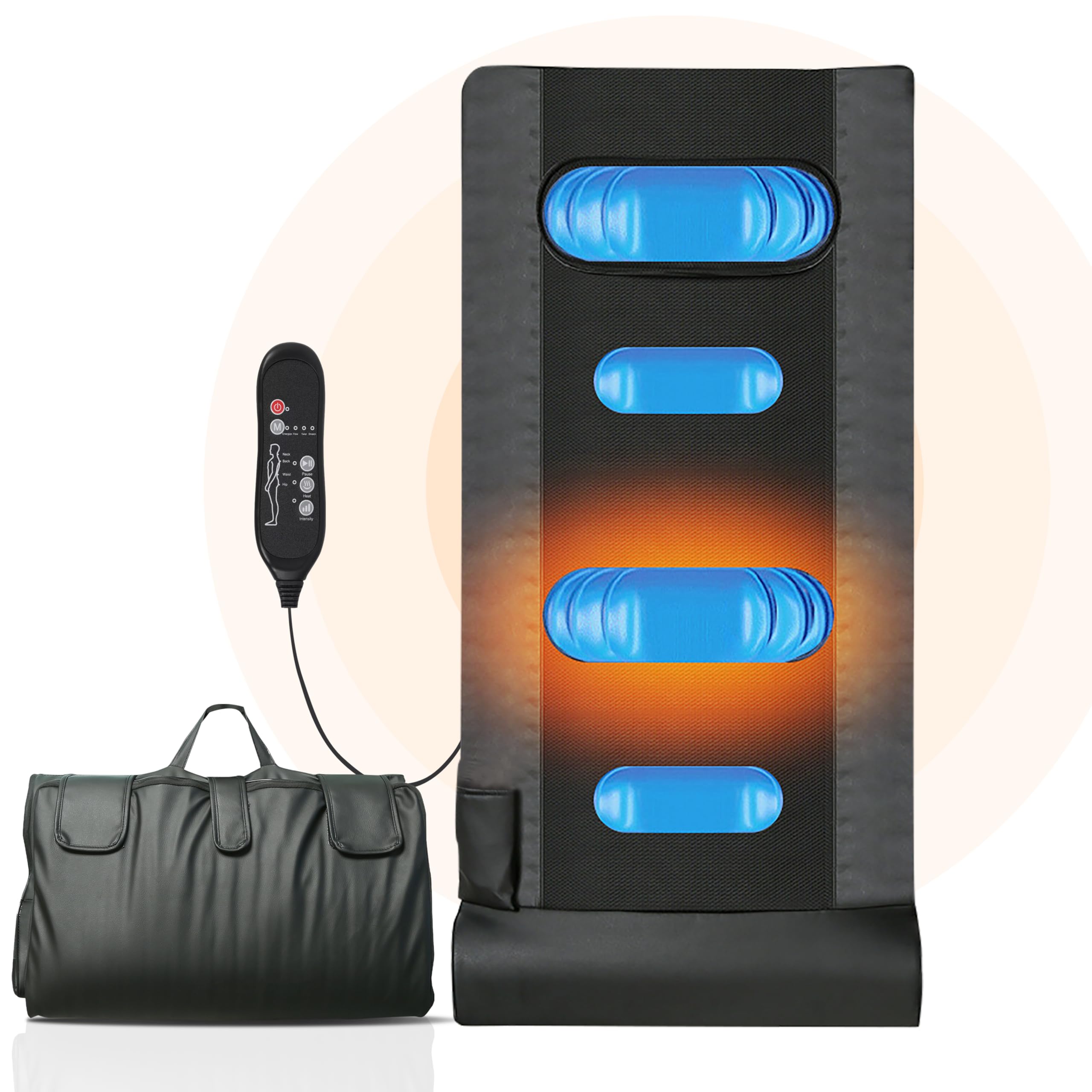 NexLev Full Body Massage Chair Mat | Deep Tissue Massage with 22 Air Compression Bags | Remote Control | Heat Therapy | Spa at Home | Foldable & Compact Design | Ideal for Back & Shoulder Pain MM-01