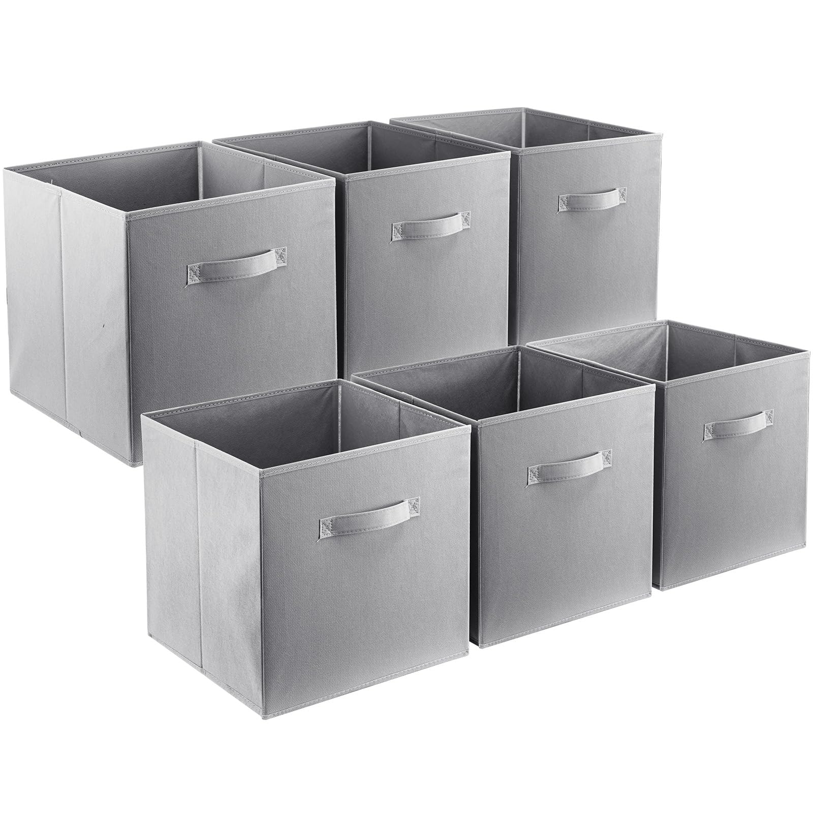 YWMEAC 6Pcs Foldable Home Storage Boxs, Fabric Cubes Organiser Folding Box for Clothes Books Storage Bins/Grey/33 * 33 * 34Cm
