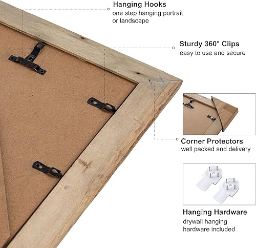 Miniatura 6 de Axeman Portarretratos de 5 x 7 pulgadas con paspartú para 4 x 6, marcos de fotos de madera maciza de roble con vidrio templado, marco de fotos