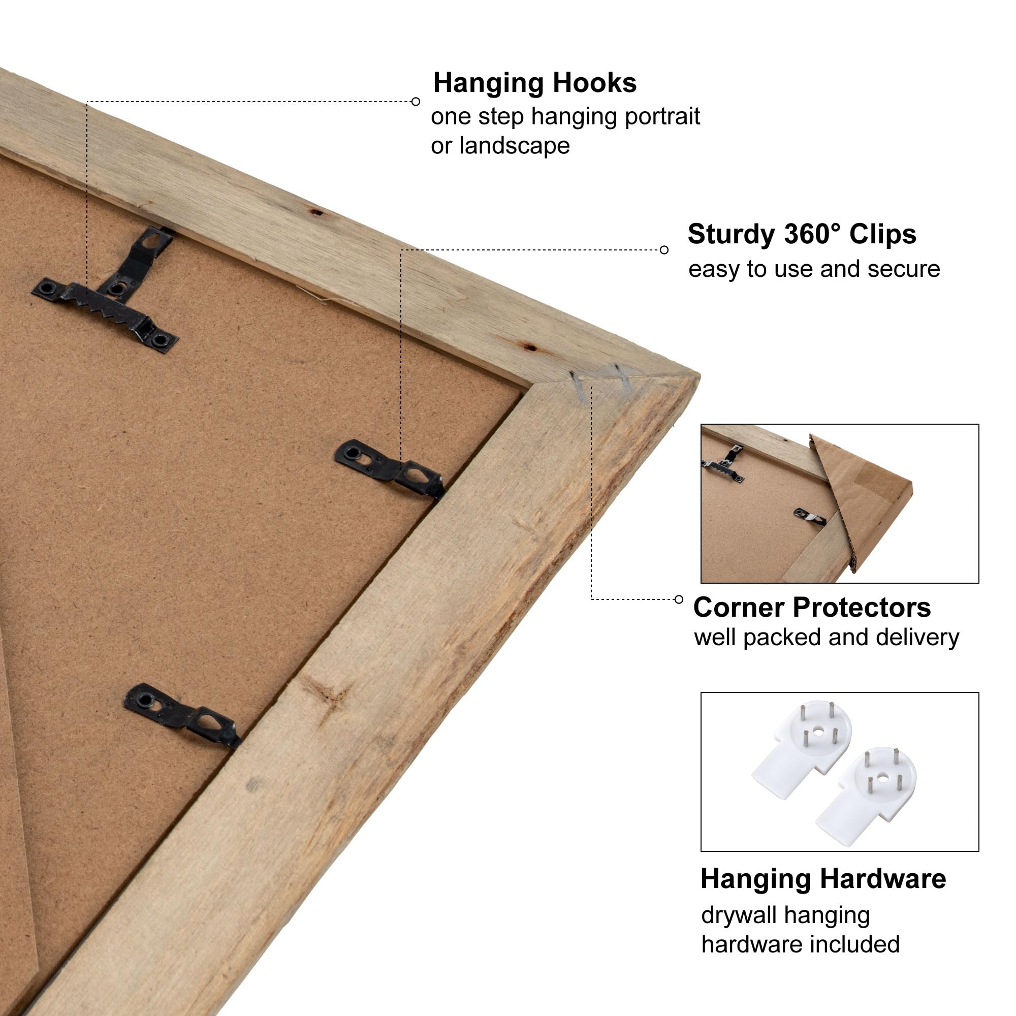 Rustic Picture Frame 8x10, 100% Reclaimed Wood Frame with Tempered Glass, Farmhouse Style Photo Frame 8''x10'' Distressed & Vintage Looking Wall Decor Gallery Wall Frame Set Mounting or Table Display