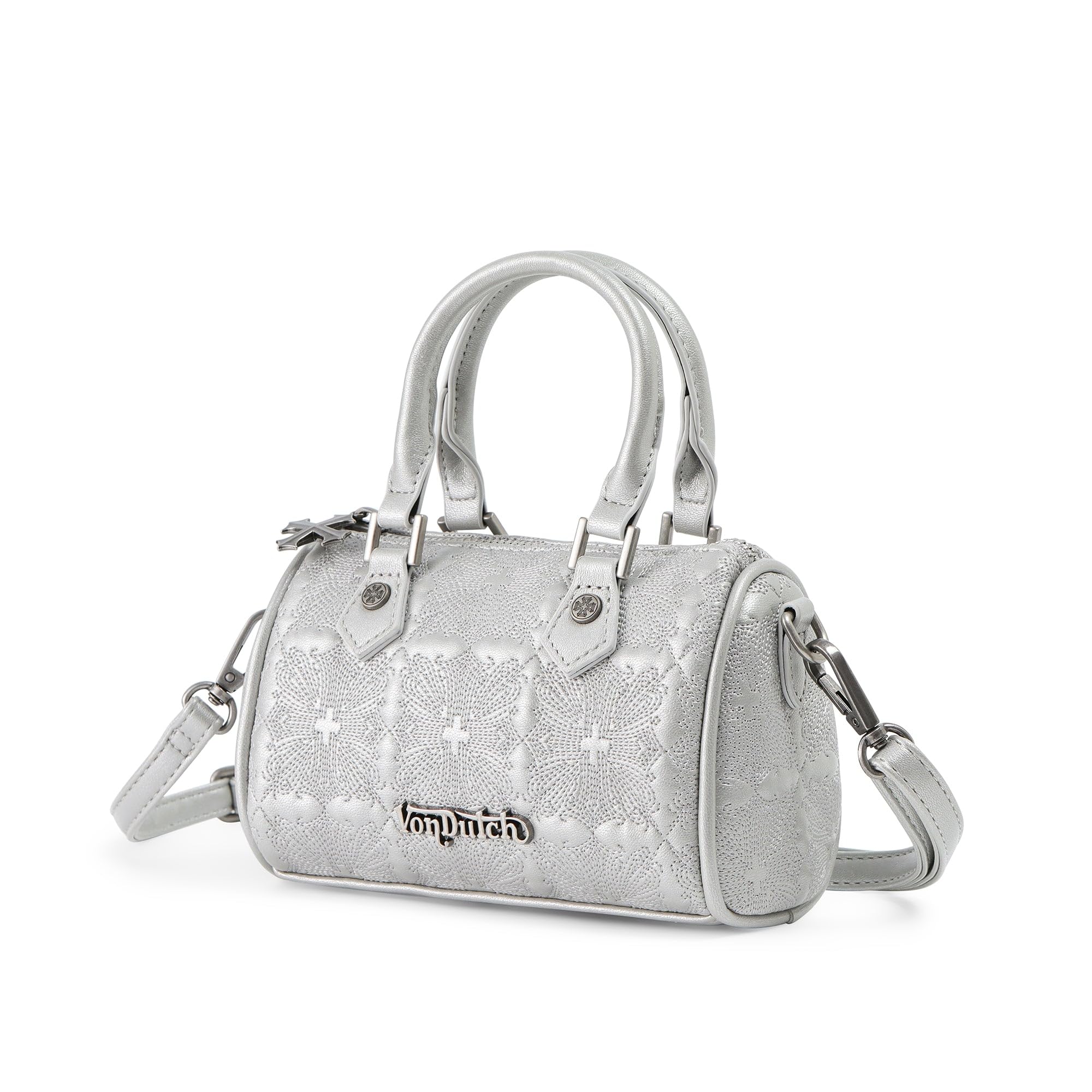 Von Dutch Womens Hanna Hand Bag – Stylish Handbag with Adjustable Strap, Spacious Interior, and Iconic Logo Design (Silver)