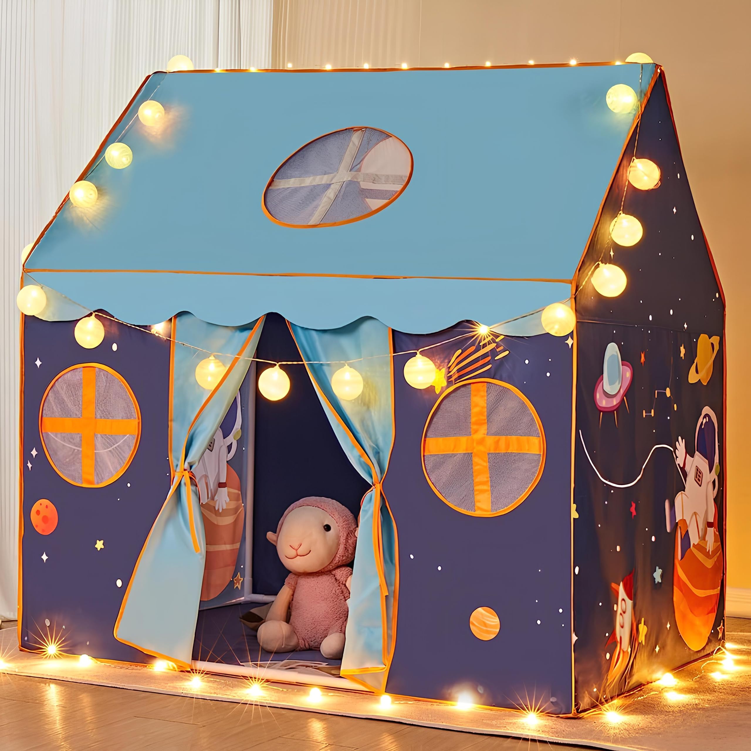 SANGANI Colorfull and Extremely Light Weight Indoor and Outdoor Space Theme Kids Play Tent House for 10 Year Old Girls and Boys Childrens- Blue (B0CDPYXDSM) Amazon Price History, Amazon Price Tracker