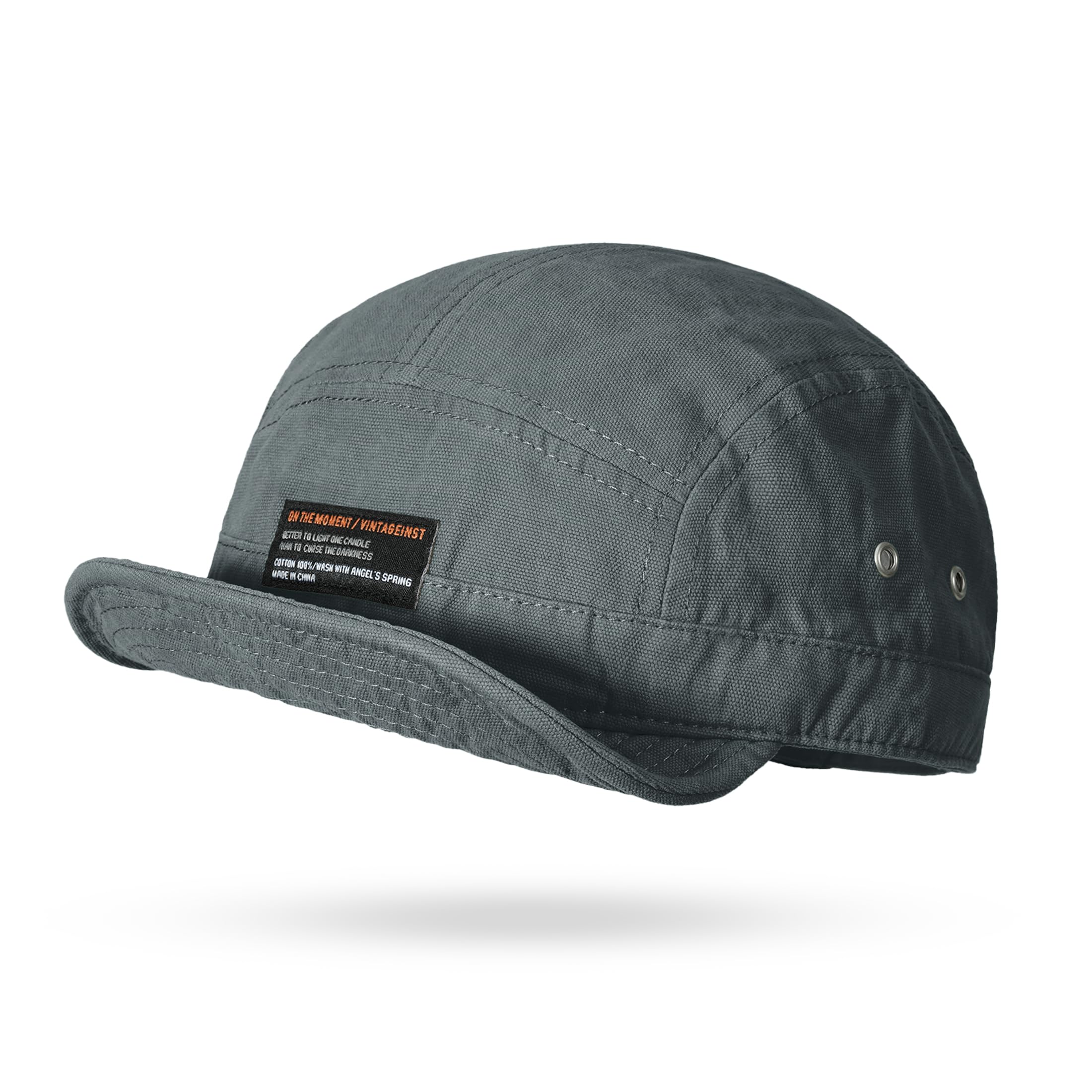 Croogo 5 Panel Short Brim Baseball Cap Soft Short Bill Cap Trucker Hat Fitted Caps Casual Flat Brimmed Cap Umpire Dad Hats, Dy09-gray, One size