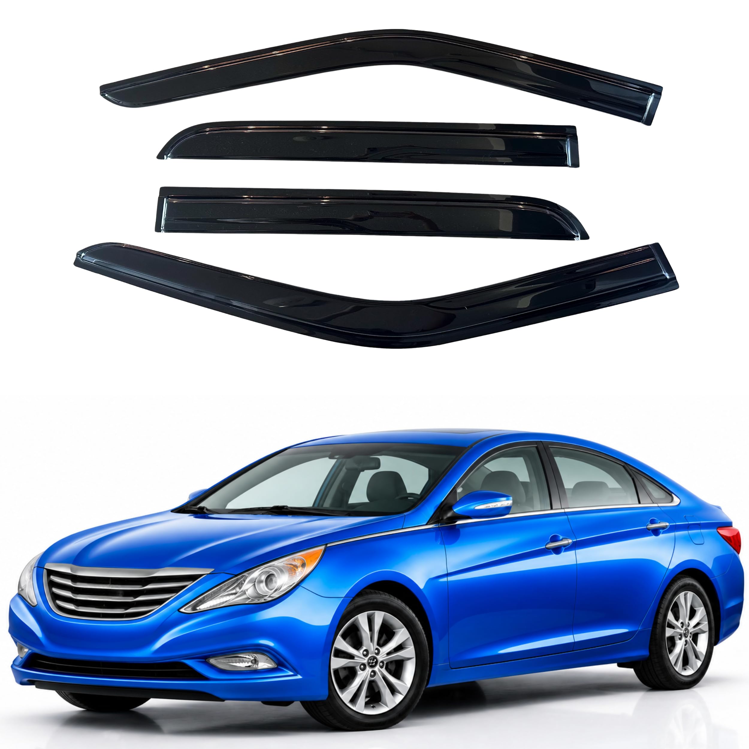 IG Window Visors Fit for 2011-2014 Hyundai Sonata, Out-Channel Rain Guards Vent Wind Deflectors 4PC, Car Accessories for 2011-2016 Hyundai Sonata Hybrid