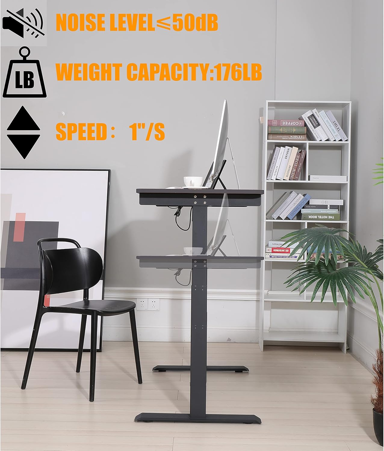 ELEFU Electric Standing Desk, 48 x 24 Inches Height Adjustable Desk with Whole Piece Desktop, Quick Assembly, Ergonomic Memory Controller, Ultra-Quiet Adjustment, Sit Stand Home Office Desk, Black : Everything Else