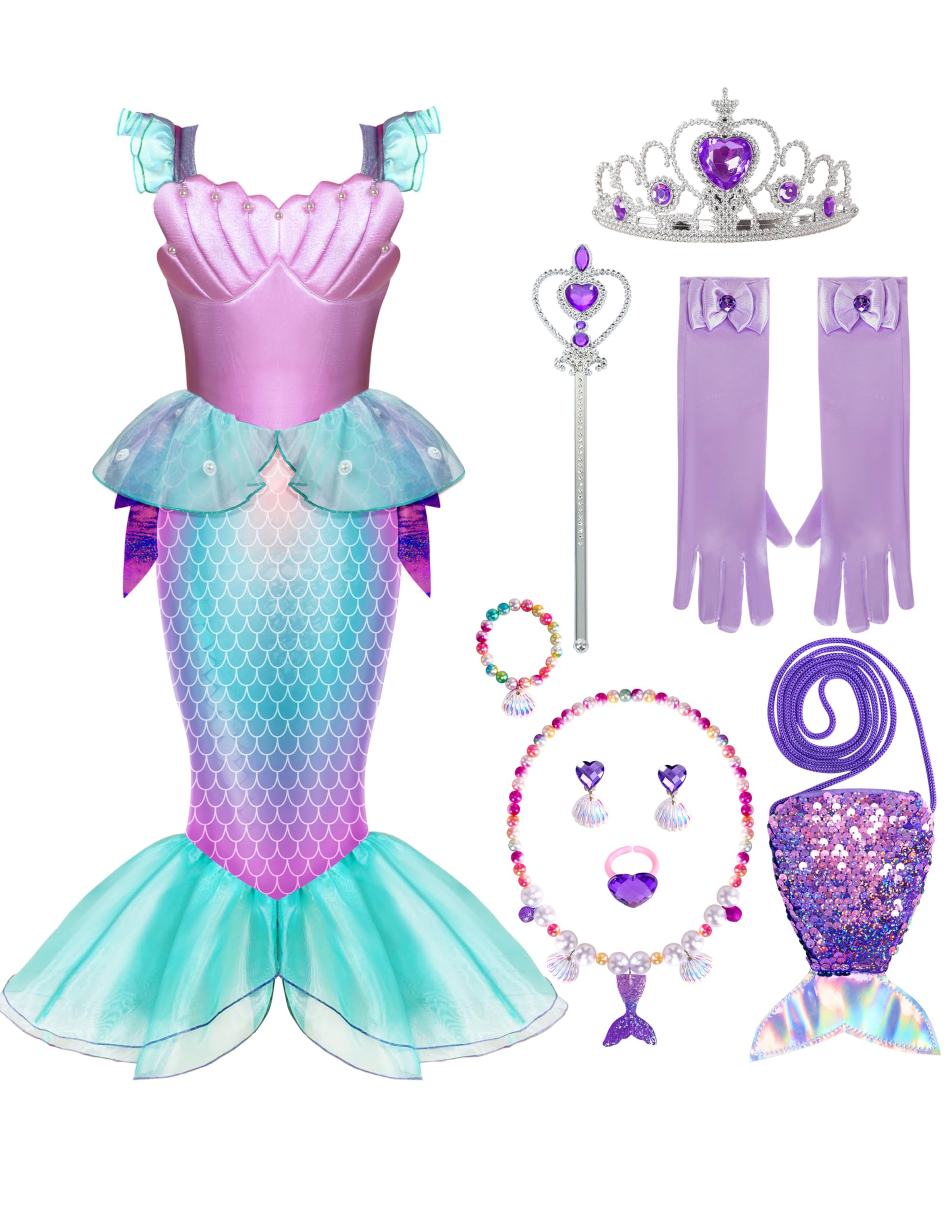 Spooktacular Creations Girls Mermaid Costume,little Mermaid Costume for Girls Halloween Dress up and Costume Parties