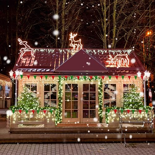 Vista 6 de Tatuo Banderines sólidos de 200 pies, banderines de cadena triangular, banderines para colgar en banderines, decoraciones de fiesta para gran Rojo