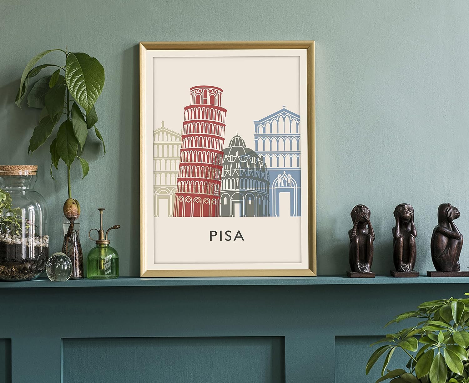 Pisa Illustration Poster, Pisa Italy Skyline Poster Cityscape and Landmark Print, Pisa Home Wall Art, Office Wall Decor - 12x18