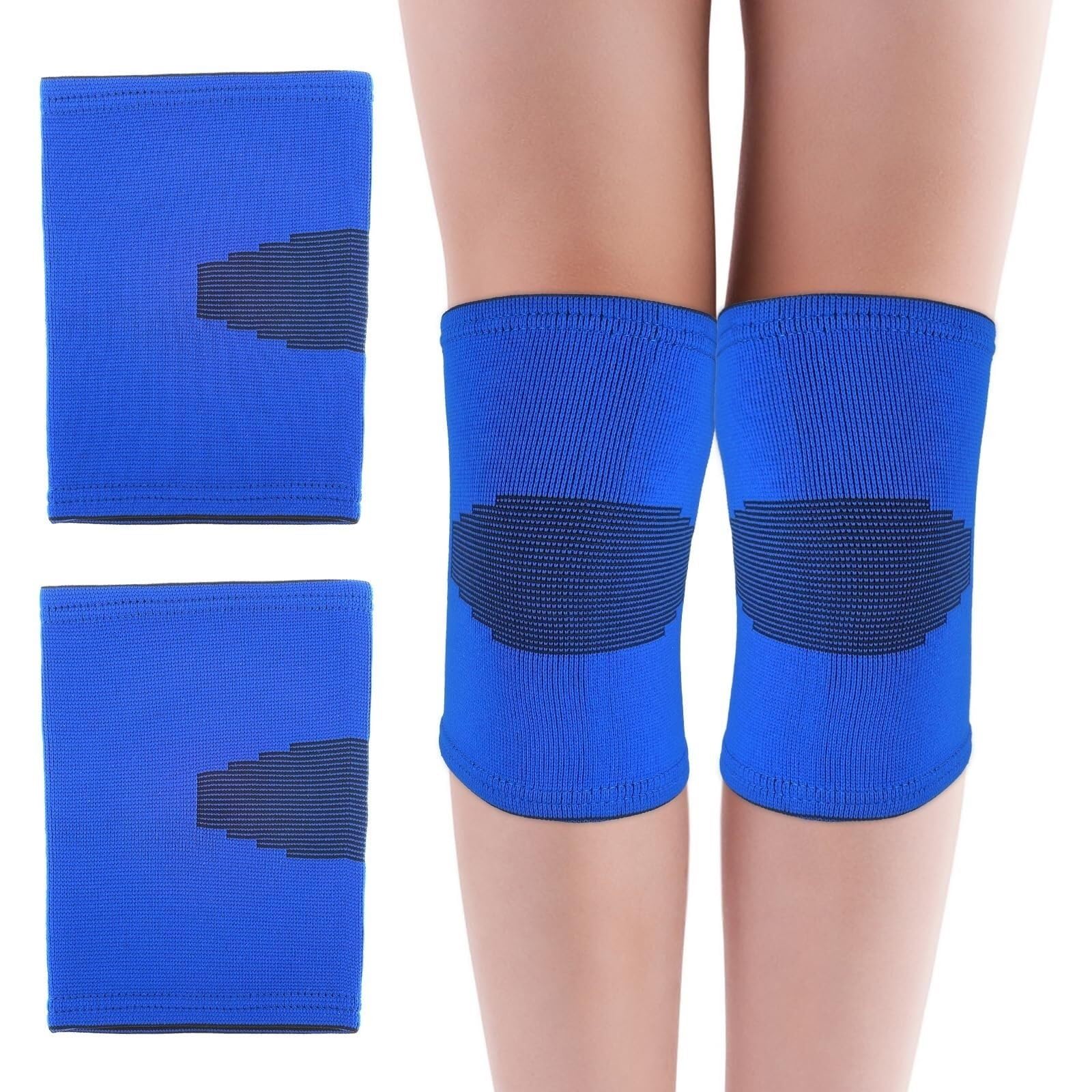 Ginocchiera Ginocchiere, Traspiranti, Elastiche, morbide, Adatte per Basket, pallavolo Tutore Ginocchio(Blue,Large)