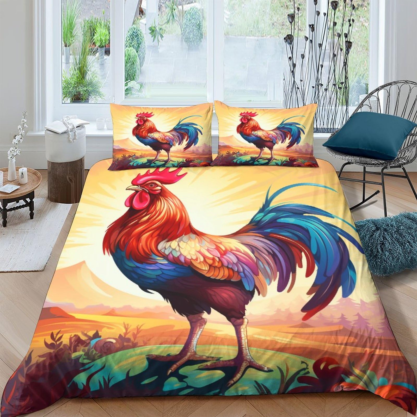 Housses de couettes imprimé 3D Big Le Coq pour transformer l'ambiance de votre chambre double