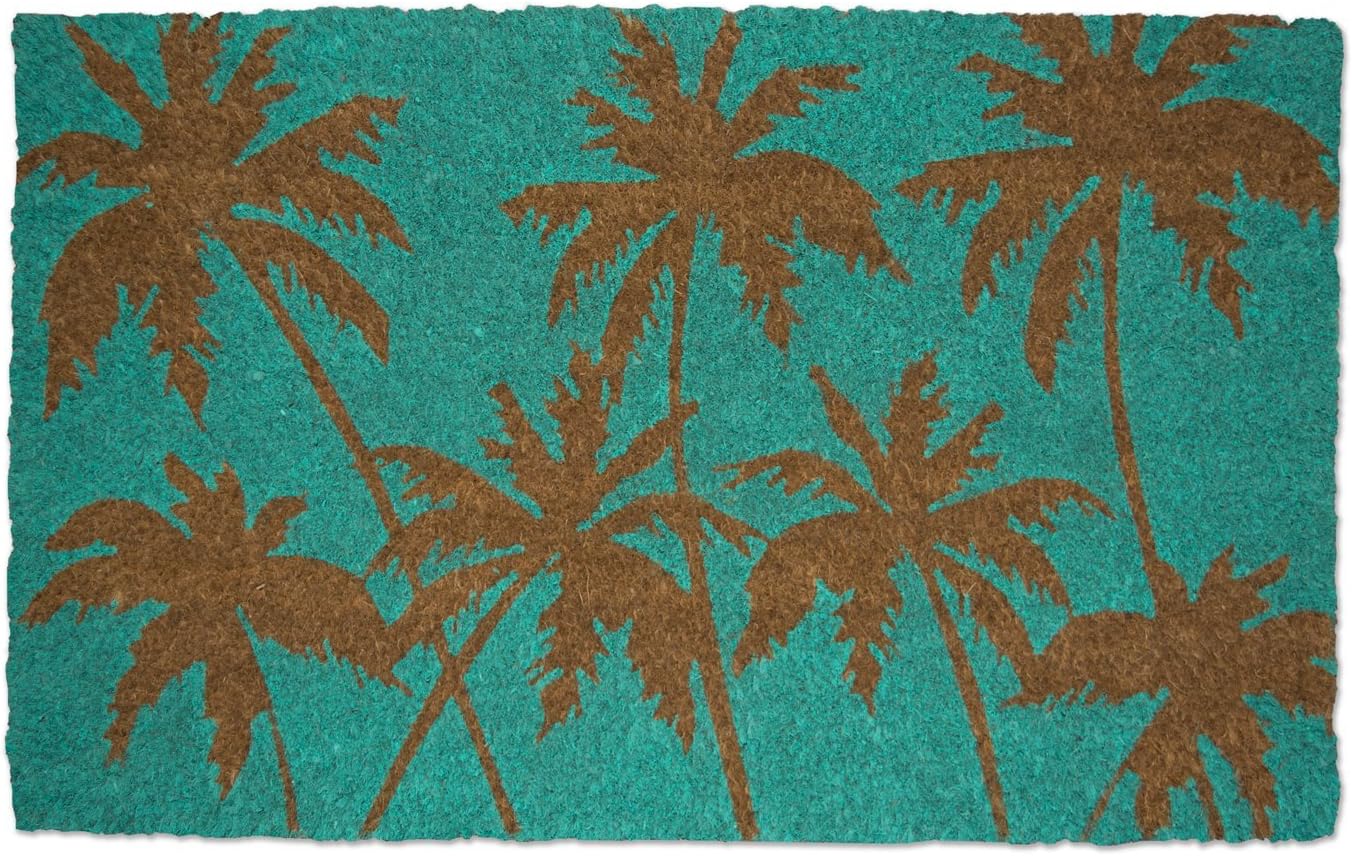 DII Floral Design Collection Natural Coir Doormat, 17x29, Palm Beach