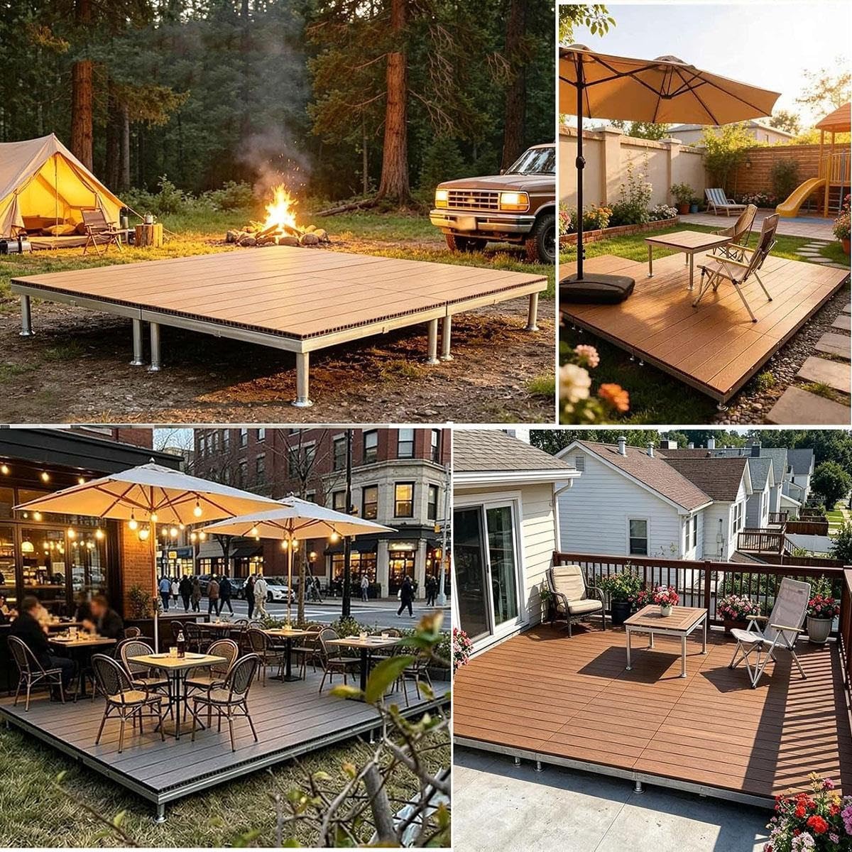 Plateforme SuréLevée en Bois Composite pour Terrasse, Pelouse et Camping