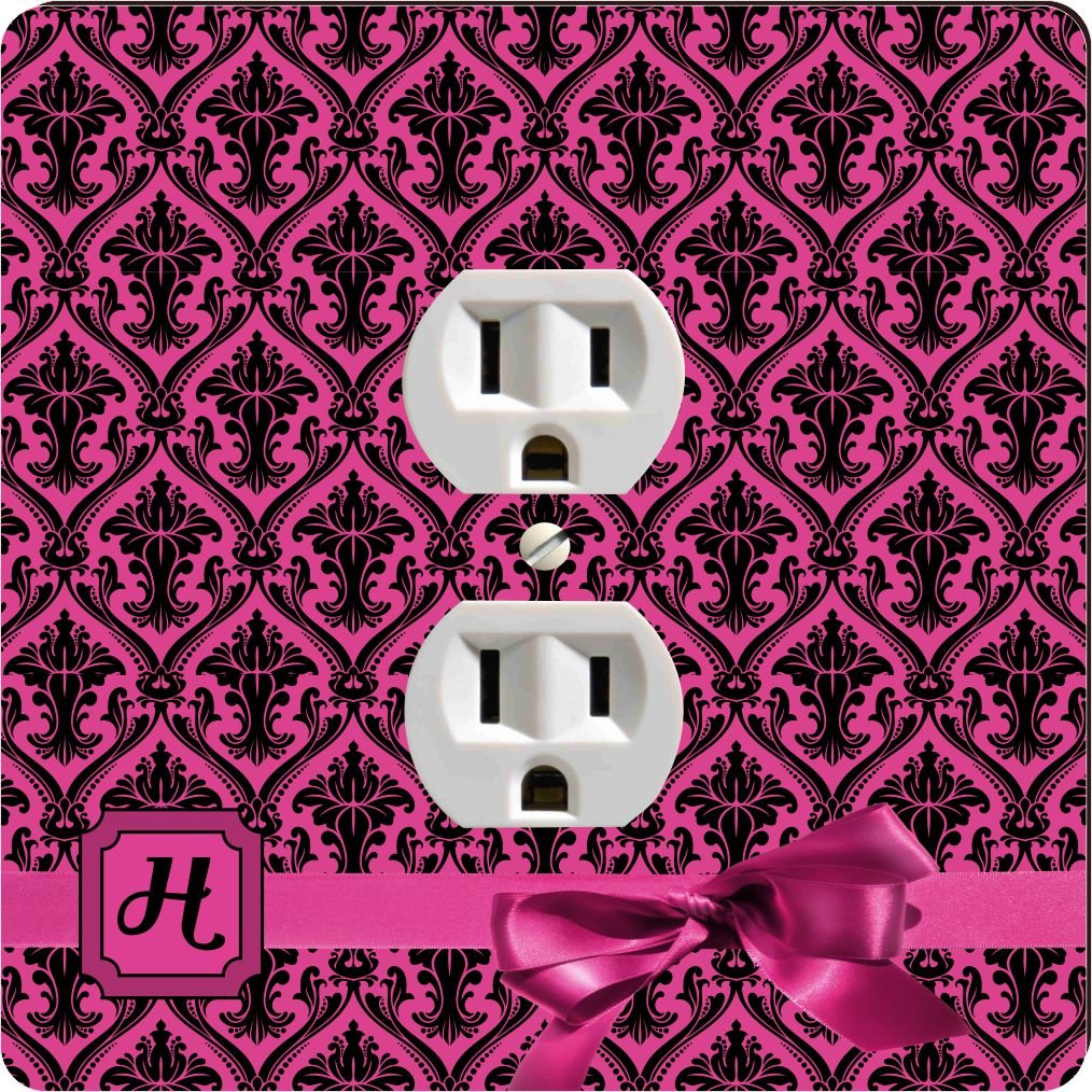 Plaque de sortie 41860 rose monogramme avec lettre H et motif damassé pour interrupteur
