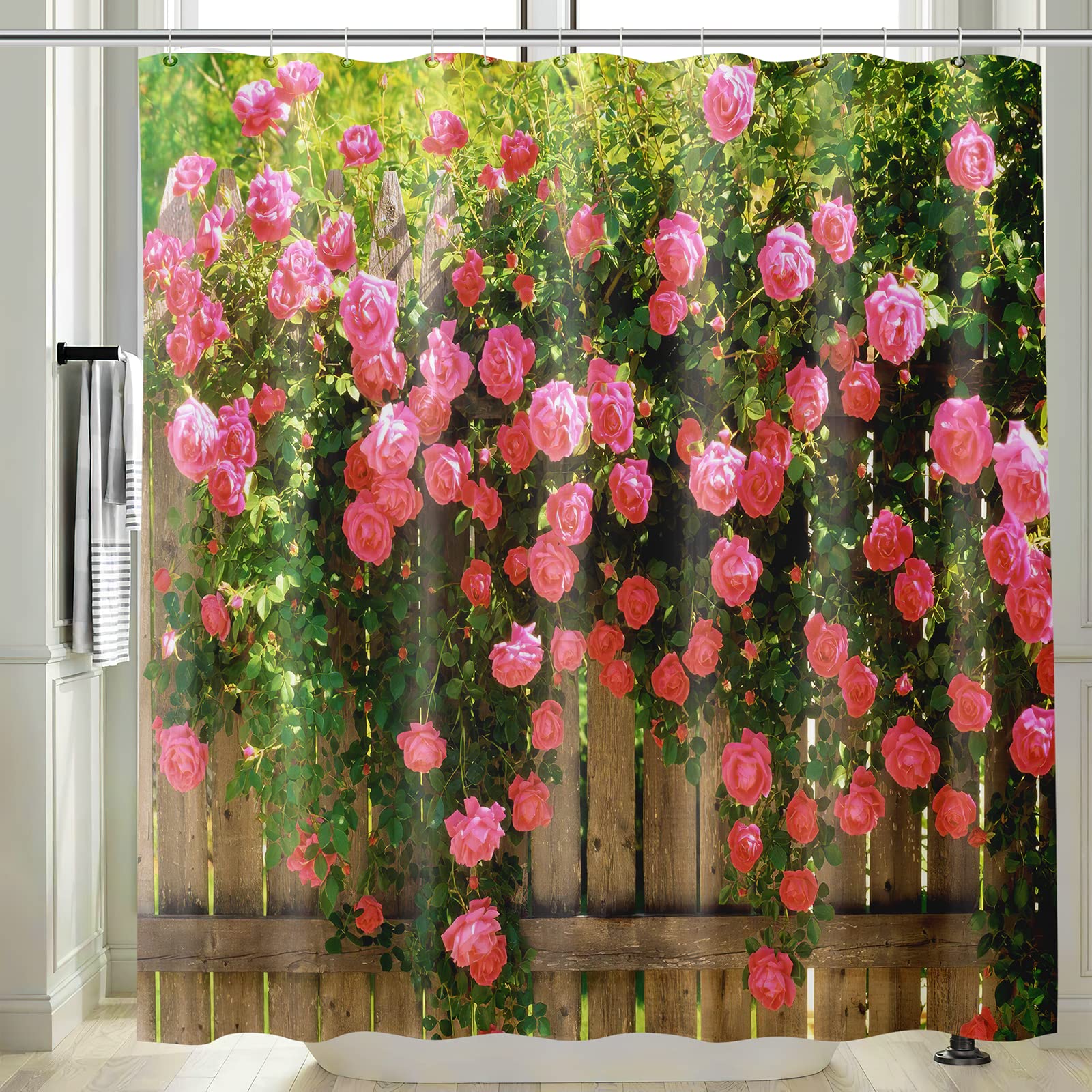 Vgzsyomqib Garden Scene Shower Curtain Wet Room Waterproof Anti Mould ...