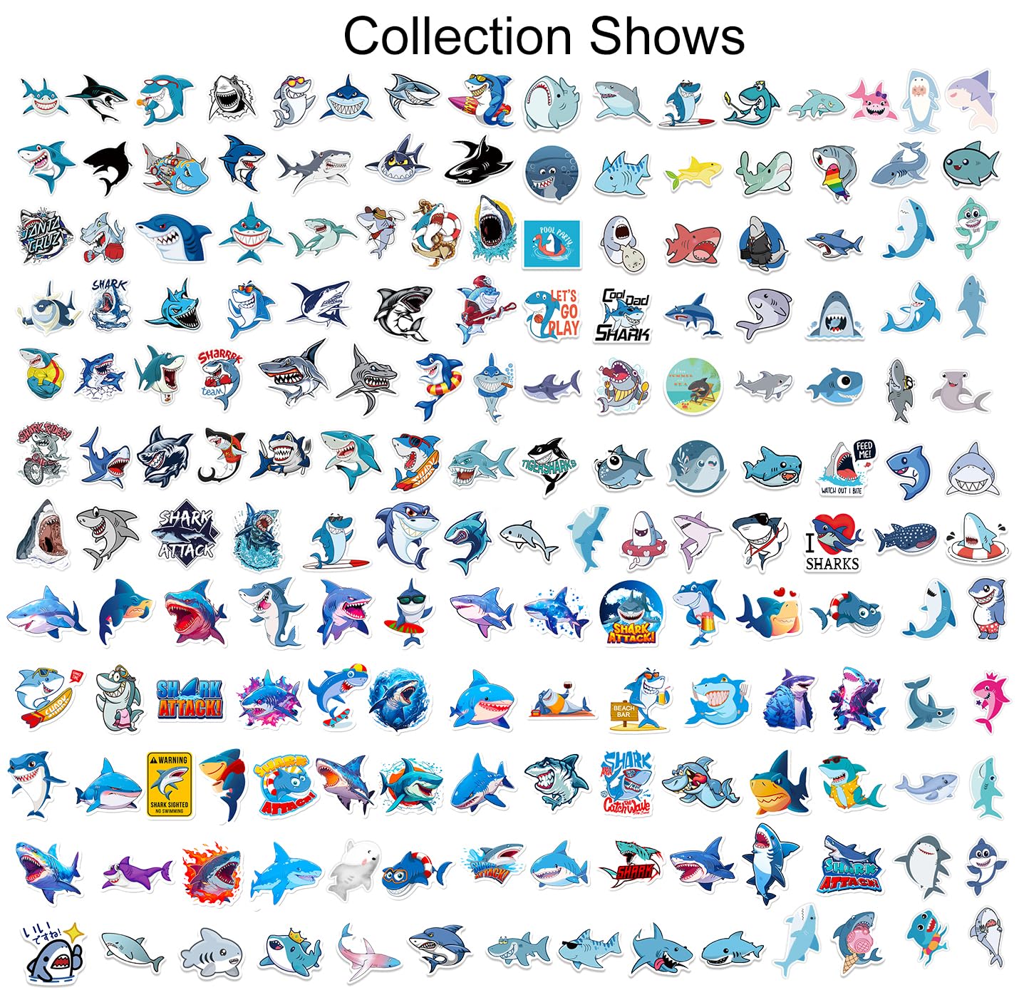 GTOTd Shark Stickers (200Pcs) Cute Animal Cartoon Gifts Merch Party Supplies Vinyl Water Bottle Luggage Guitar Phone Skateboard Aesthetic Decor for Teens Adults - Image 2
