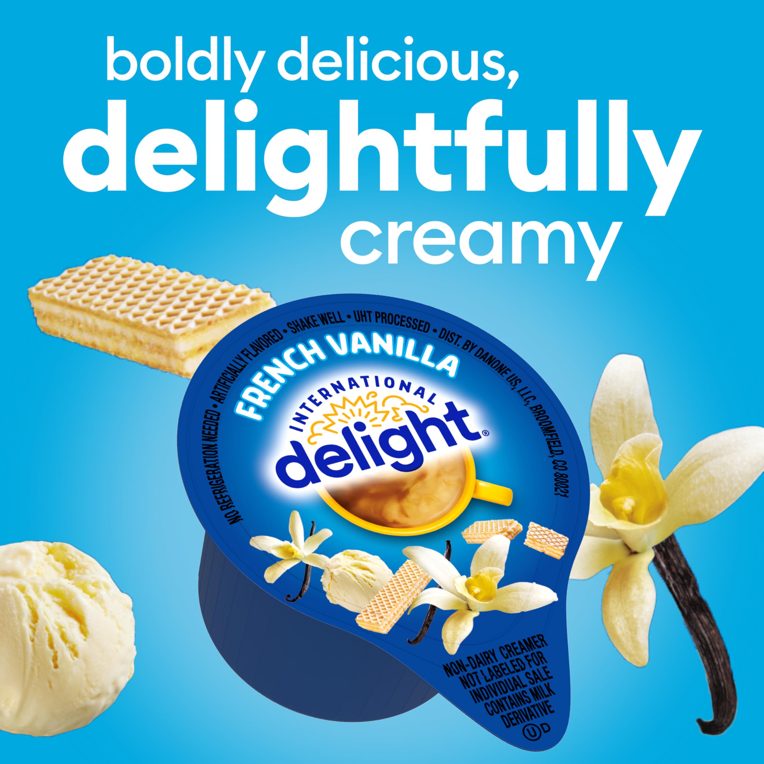 International Delight French Vanilla, 192 Count Single-Serve Coffee Creamers | 1 paquete, cremas de café de una sola porción, crema de café no láctea, no lácteo, uso doméstico, oficinas