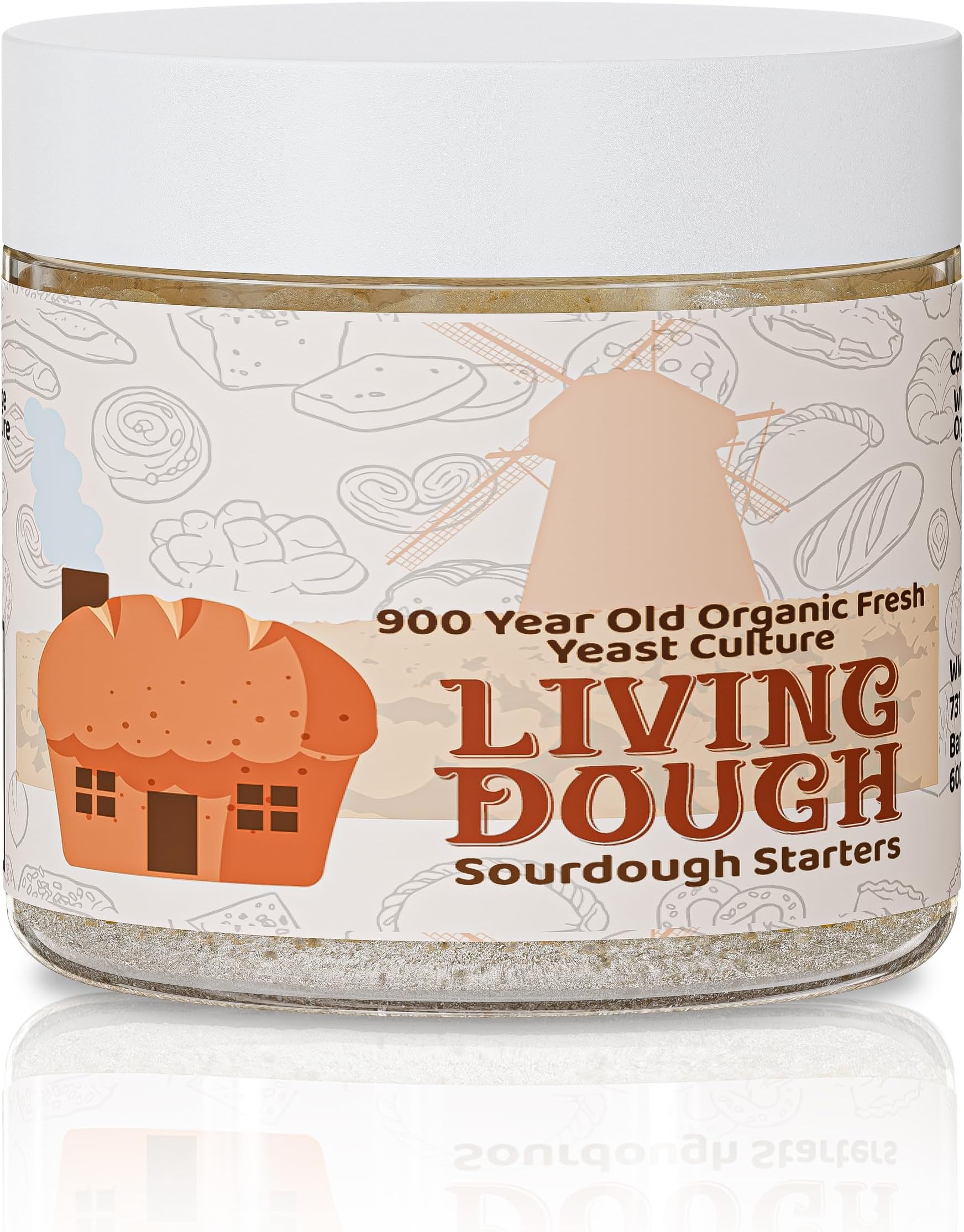 Living Dough - 900 Year Old Sourdough Starter Culture - Active & Live Organic Sourdough Starter for Baking - For Artisan Bread, Pizza Dough, Waffles & More