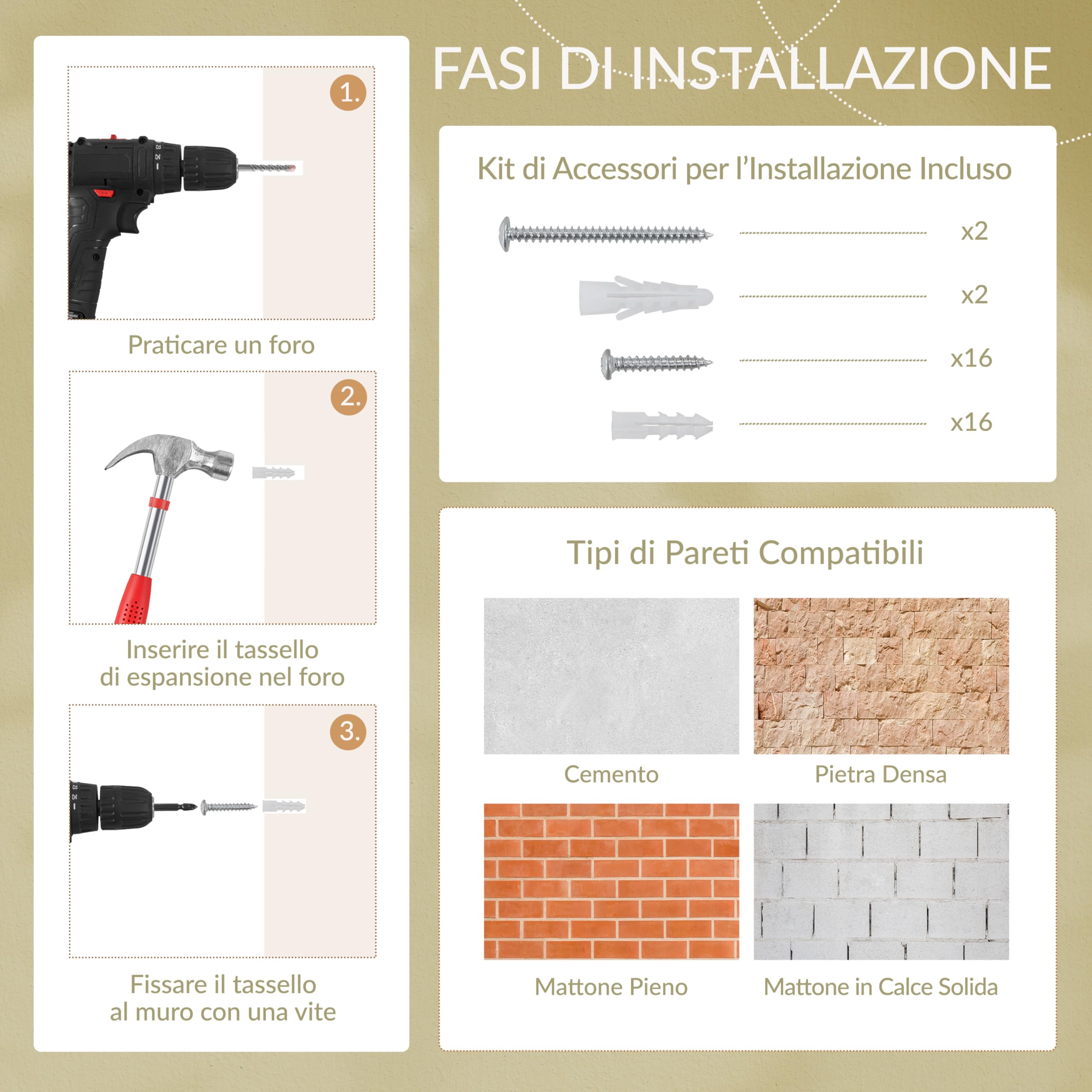 Yaheetech Mensole e Piattaforme per Gatti 4 in 1 da Parete Set Modulari con Cuccia Amaca Tiragraffi e Cestino Mobili da Parete Compatto per Gatti da Interno (Beige)